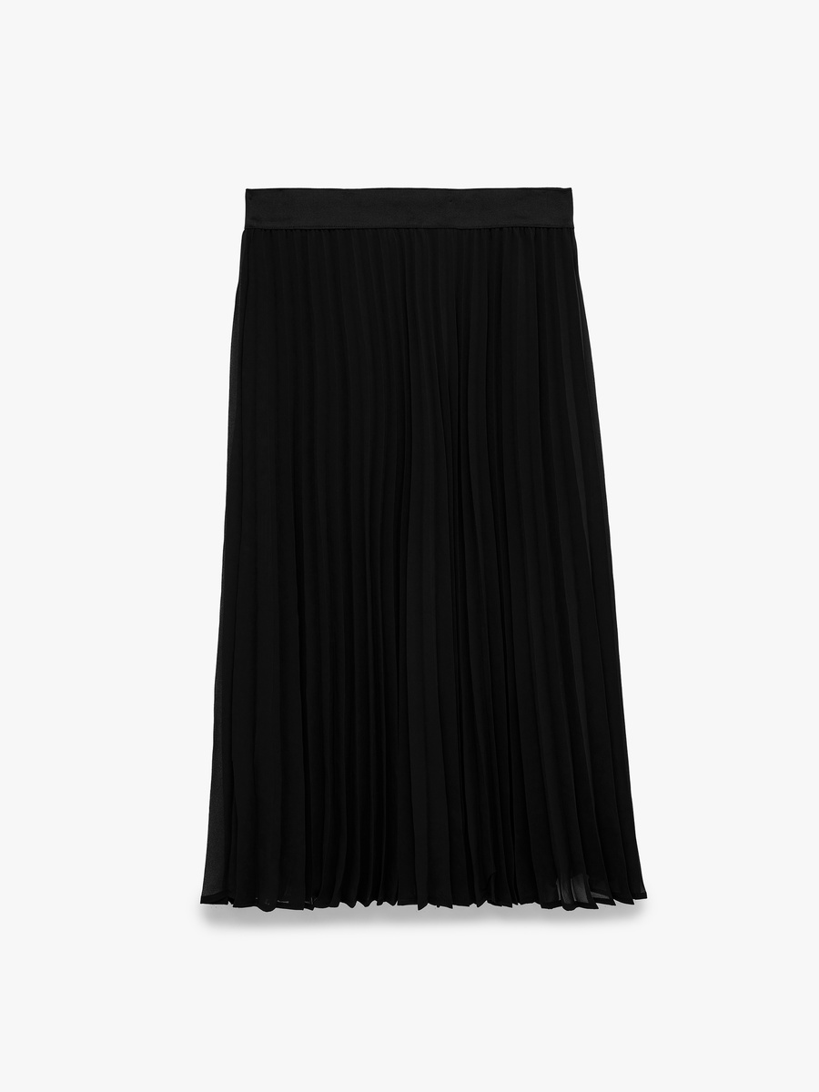 Solid Pleated Chiffon Skirt