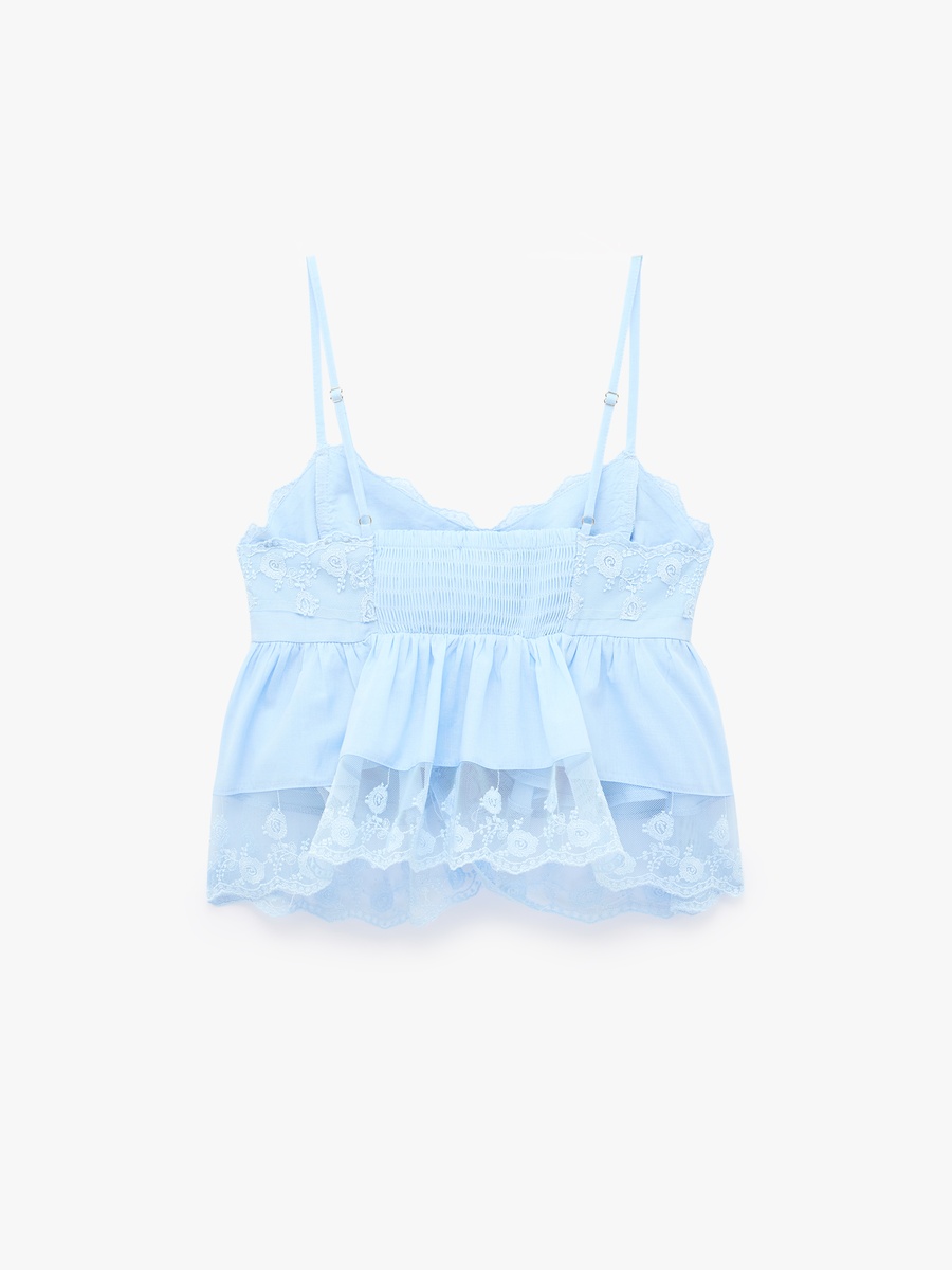 Lace Detail V Neck Strappy Crop Top