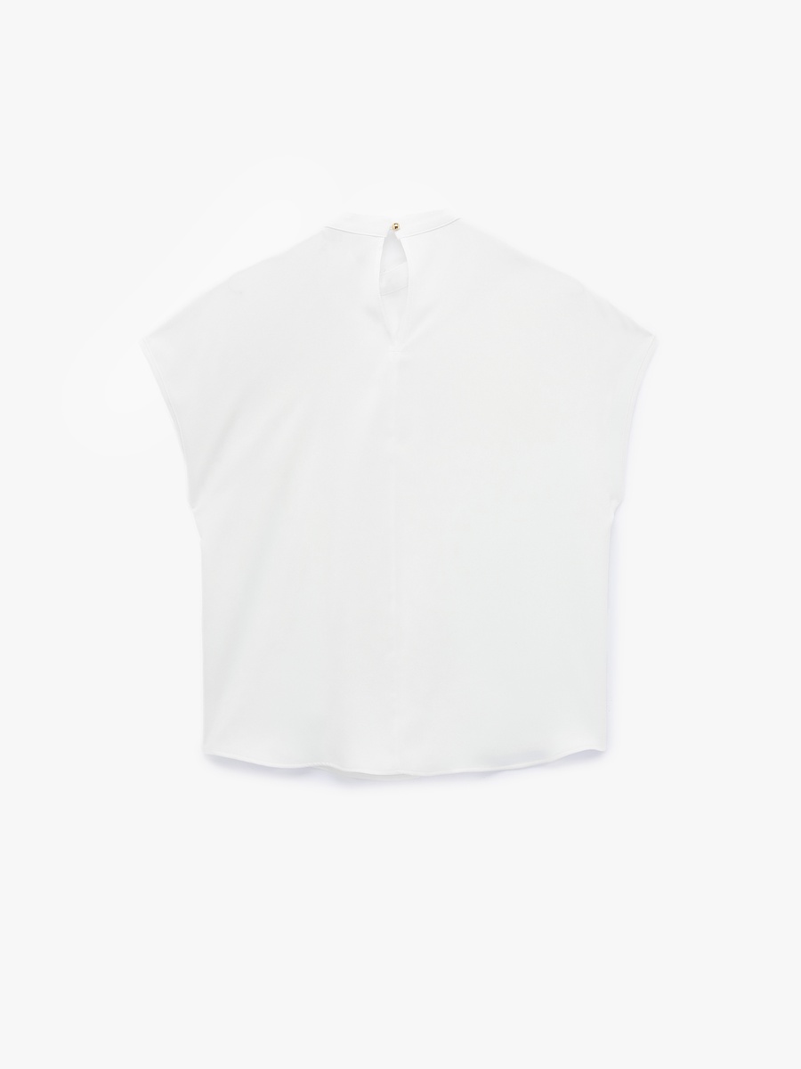 Solid Extended Short Sleeves Satin Top