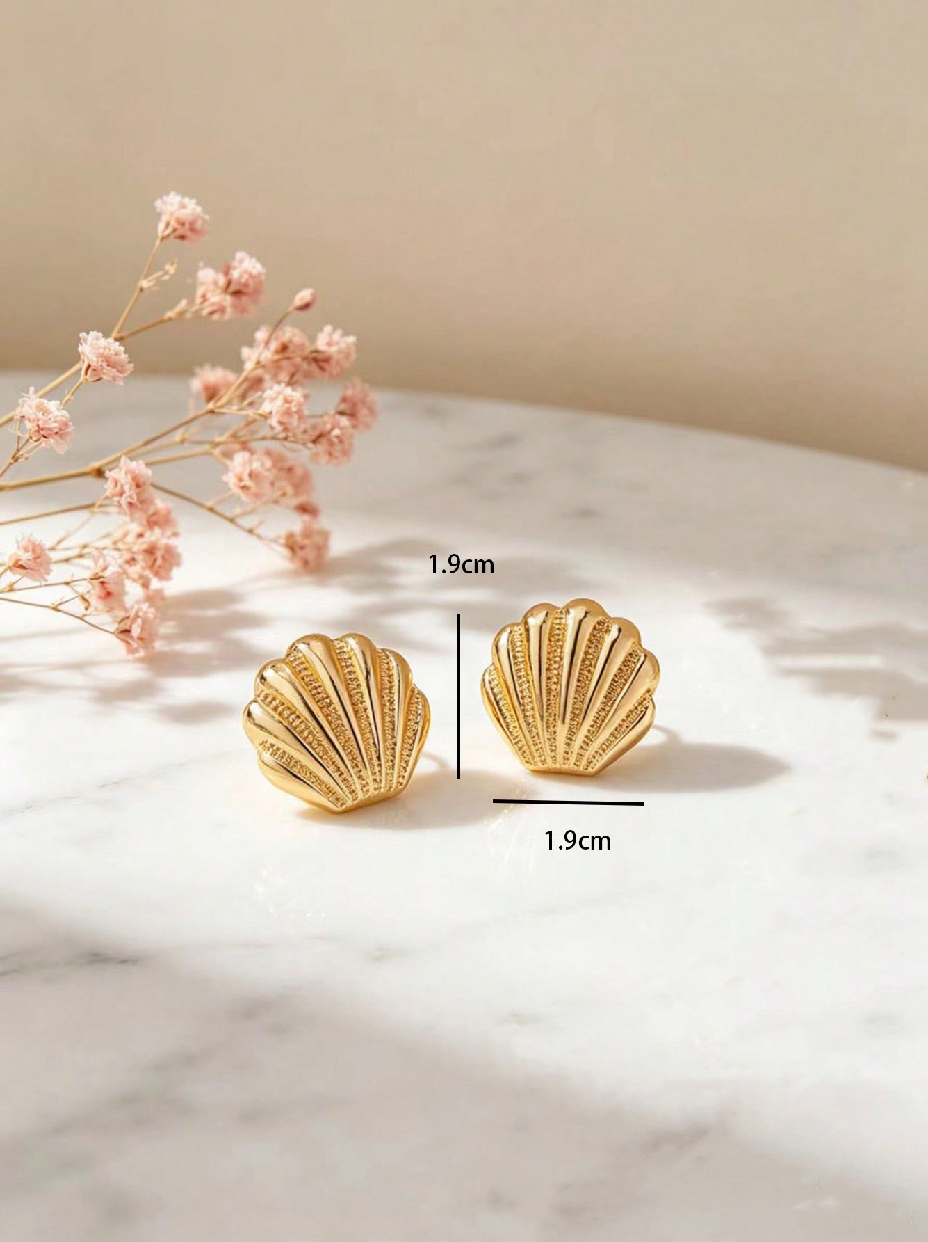 Gold Tone Shell Stud Earrings
