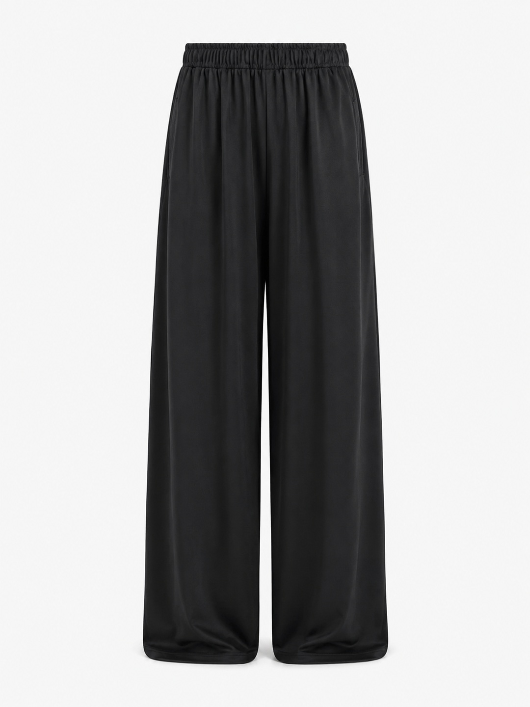Black Wide Leg Palazzo Pants with Elastic Waist