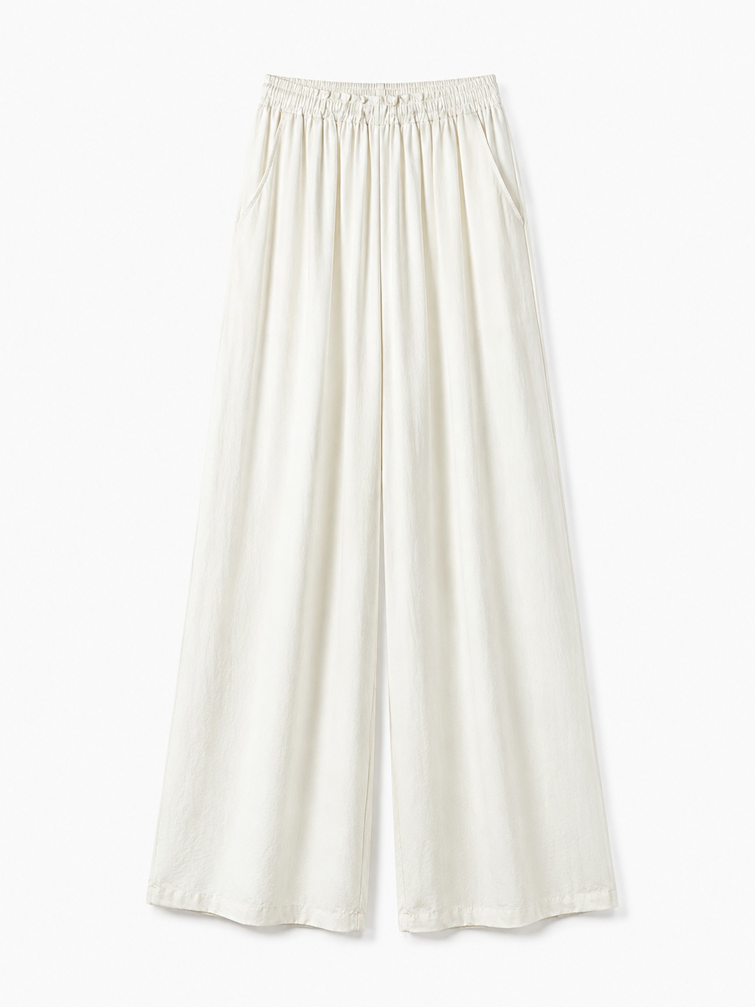 Off-White Solid Pocket Details Loose Wide-Leg Pants