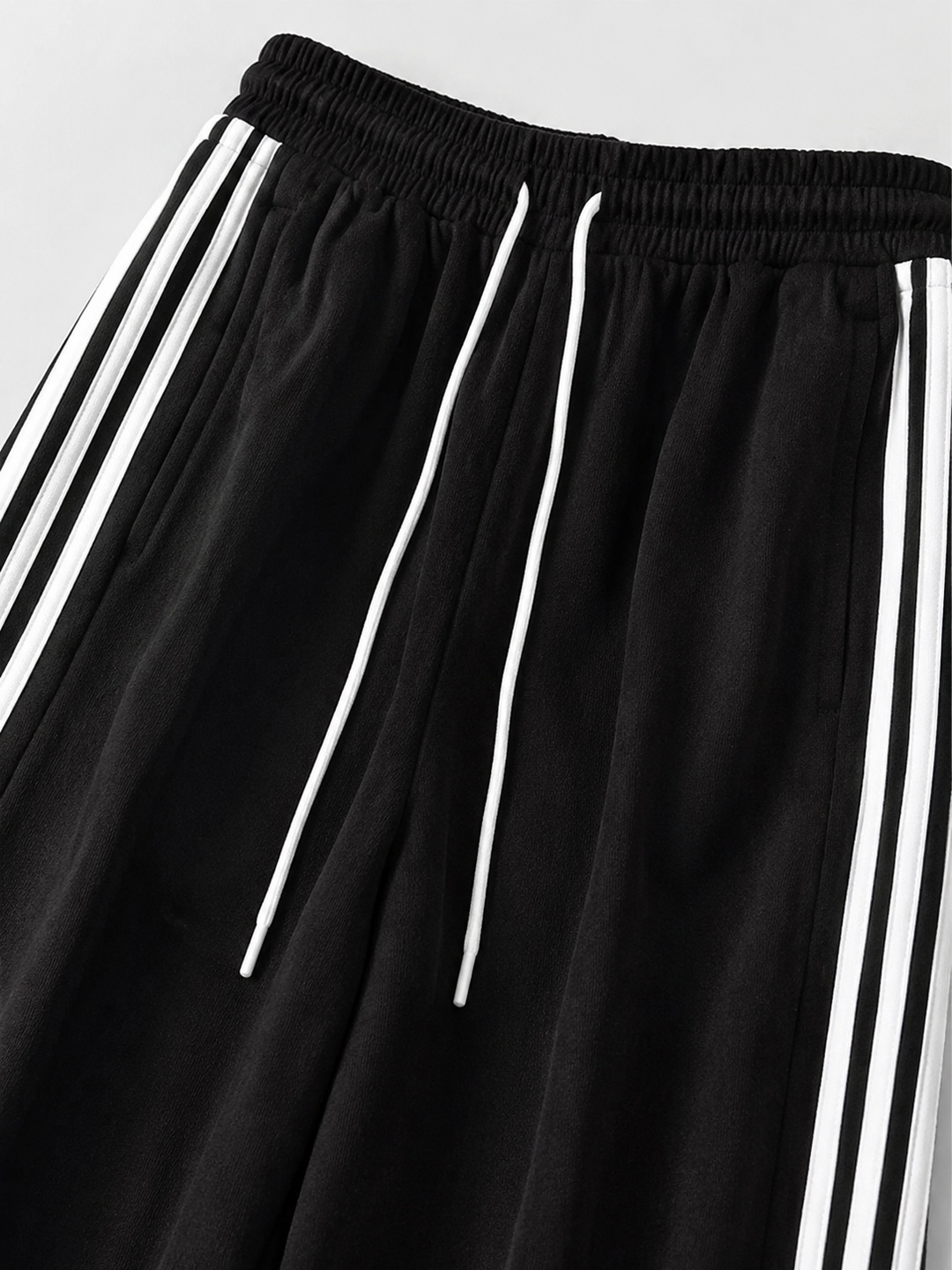 Black Side Striped Wide-Leg Athletic Pants