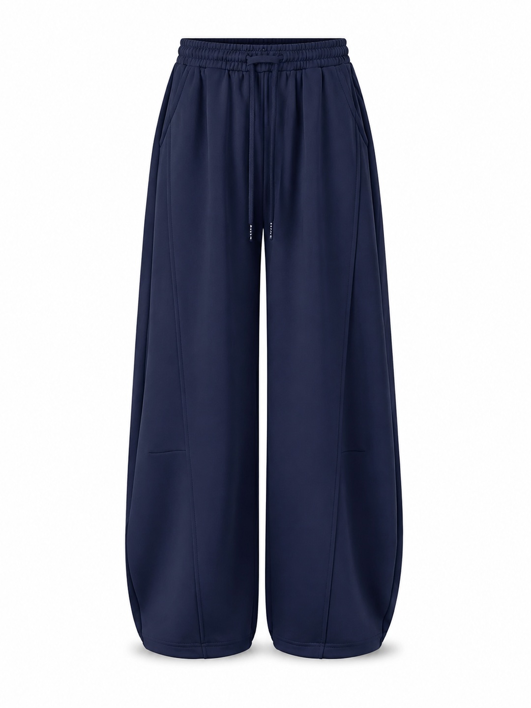 Navy Drawstring Wide-Leg Jogger Pants with Pockets