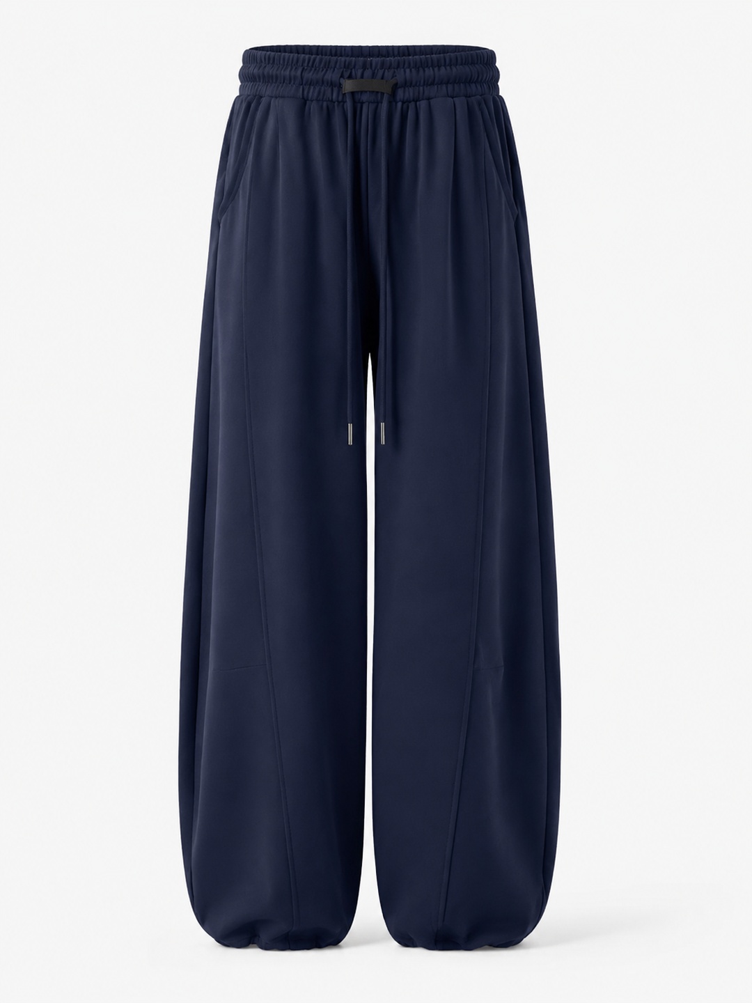 Navy Blue Wide-Leg Drawstring Sweatpants