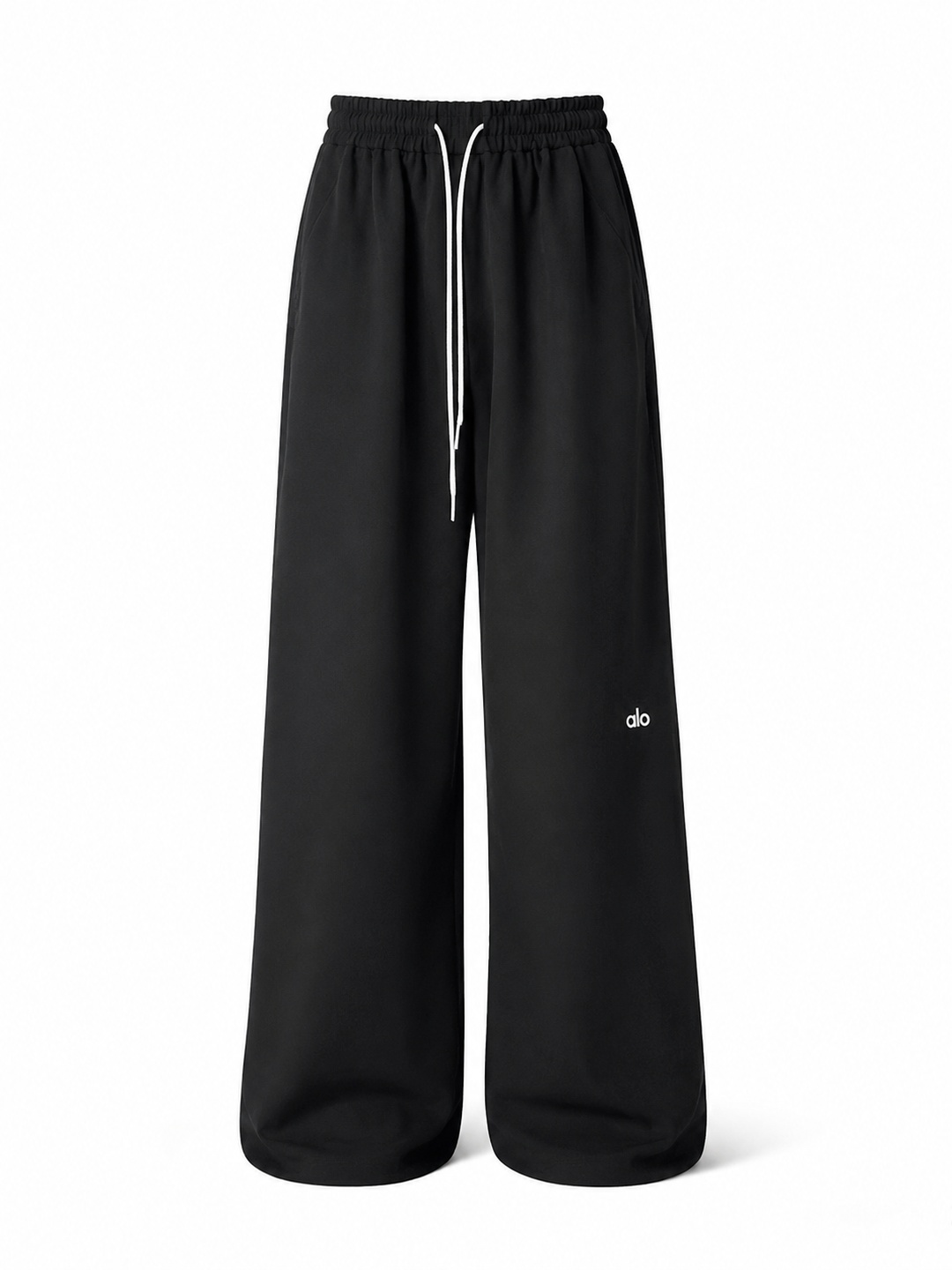 Black Wide-Leg Drawstring Pants