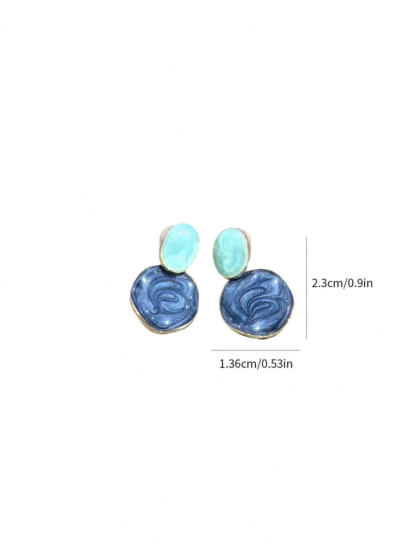 Casual Blue Enamel Drop Earrings for Women - Gold Plated Swirl Design.