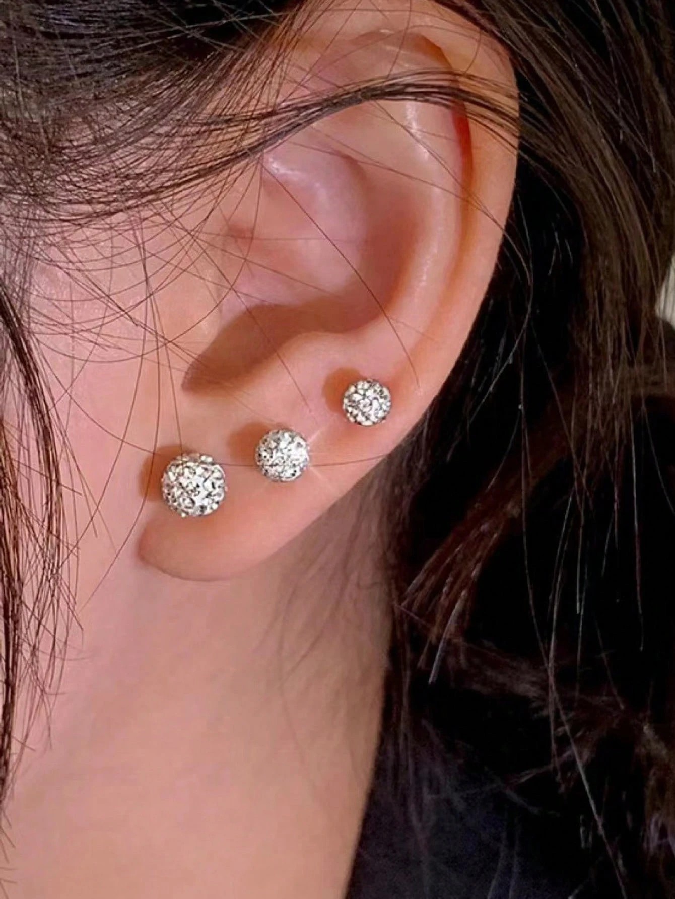 Sparkling Silver Stud Earrings with Double Zirconia Balls - Casual Wear.