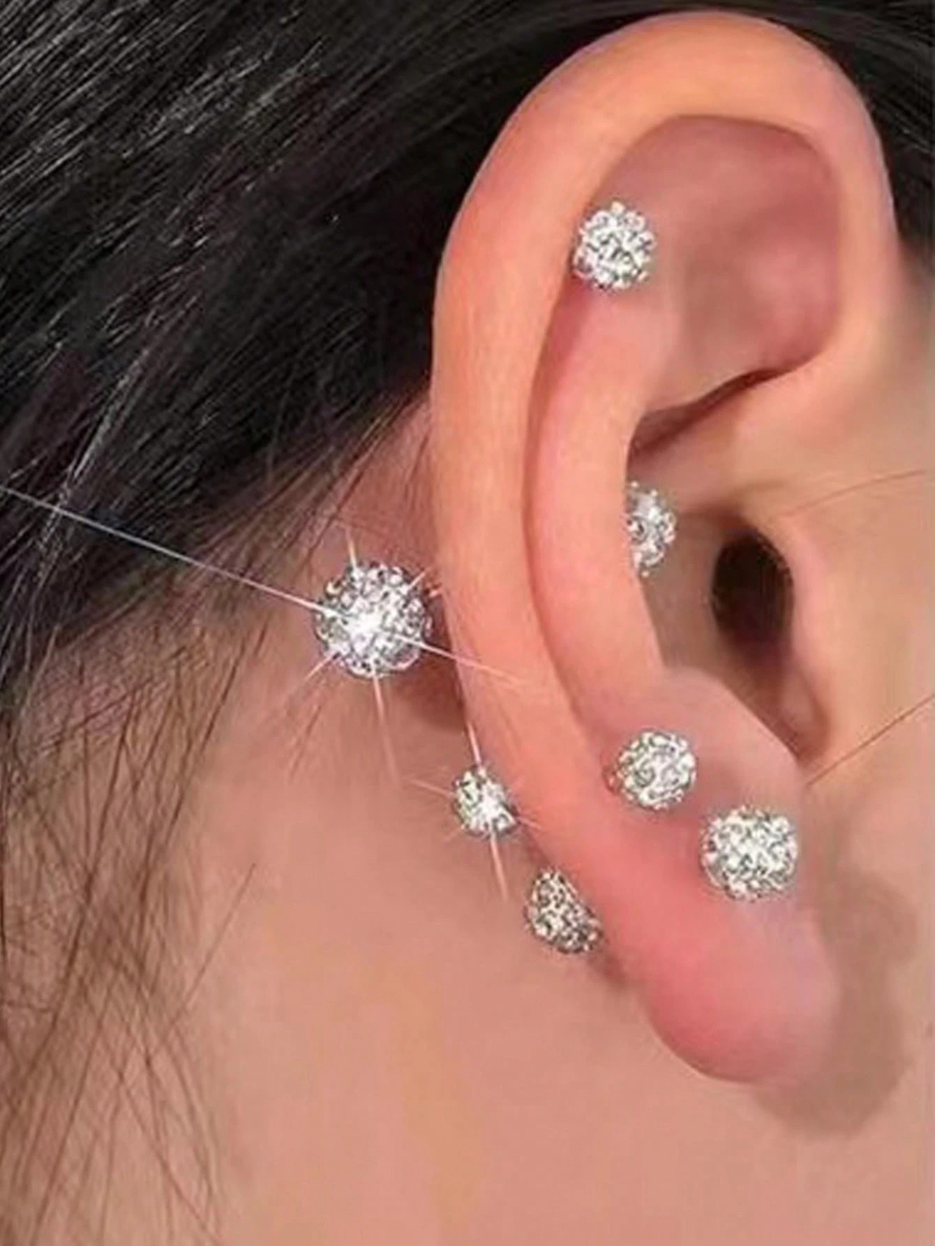 Sparkling Silver Stud Earrings with Double Zirconia Balls - Casual Wear.