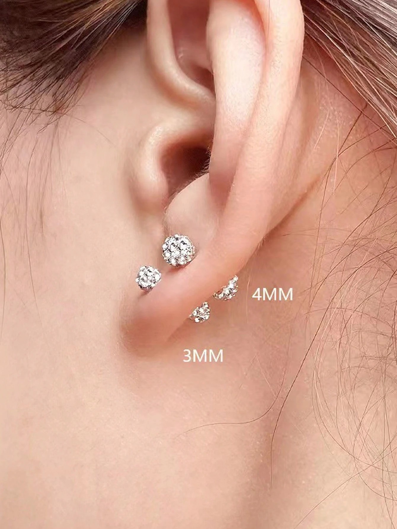 Sparkling Silver Stud Earrings with Double Zirconia Balls - Casual Wear.