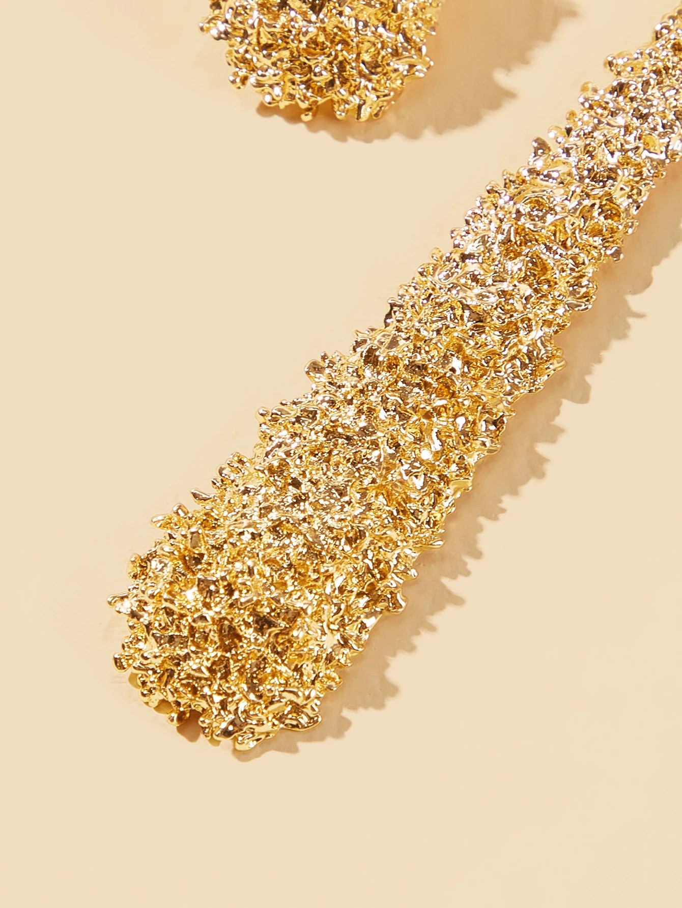 Gold Textured Drop Earrings for Women - Casual Wear Dangle Jewelry.