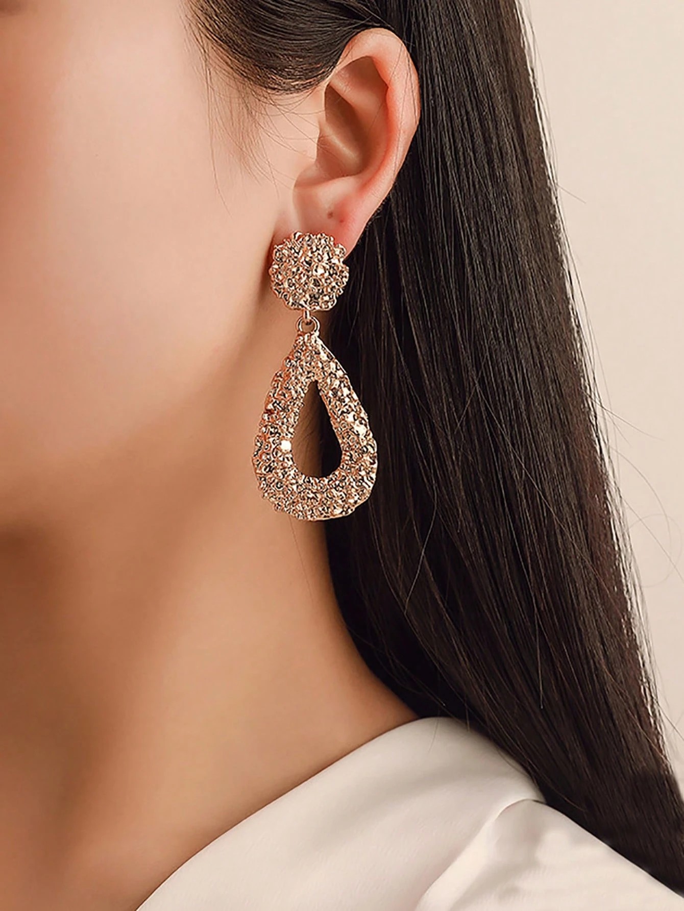 Sparkling Gold Teardrop Dangle Earrings - Casual Wear for Her.