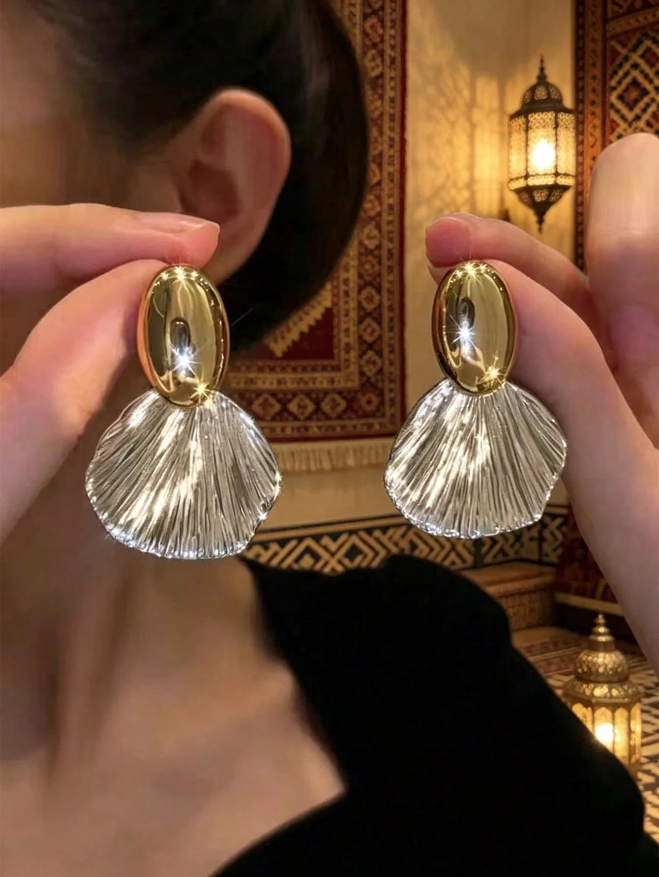 Gold and Silver Dangle Earrings for Everyday Wear.