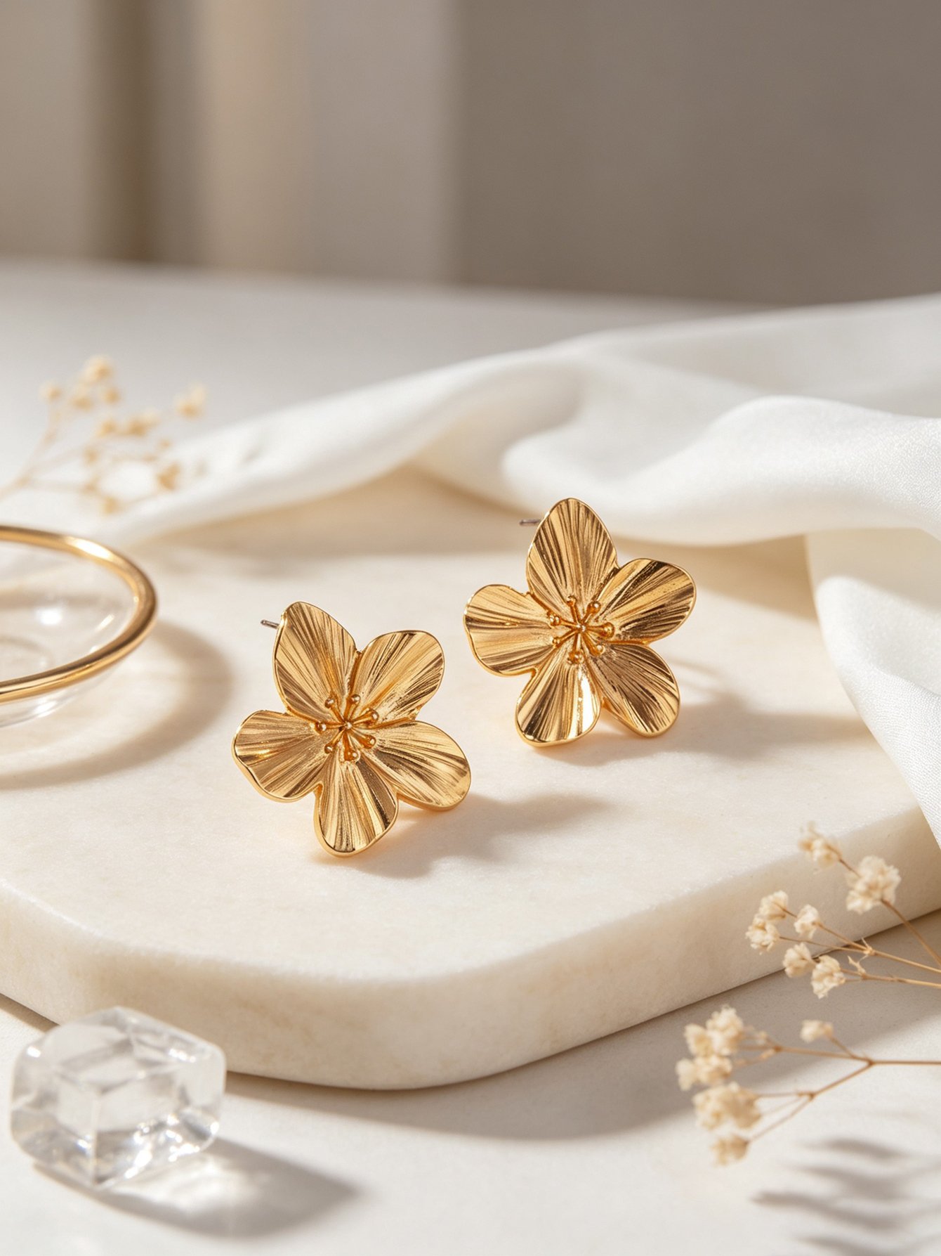Gold Blossom Stud Earrings for Everyday Wear.