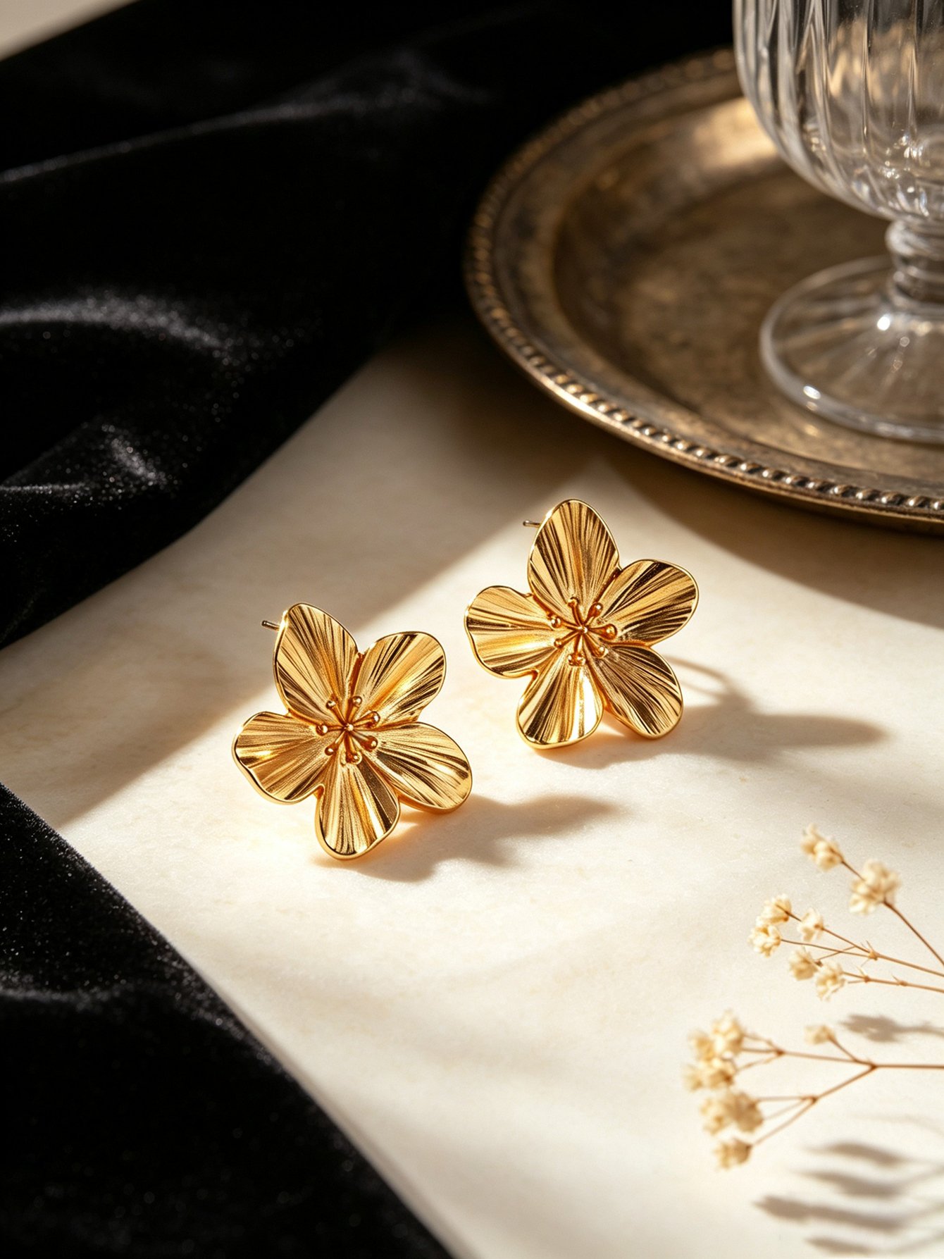 Gold Blossom Stud Earrings for Everyday Wear.