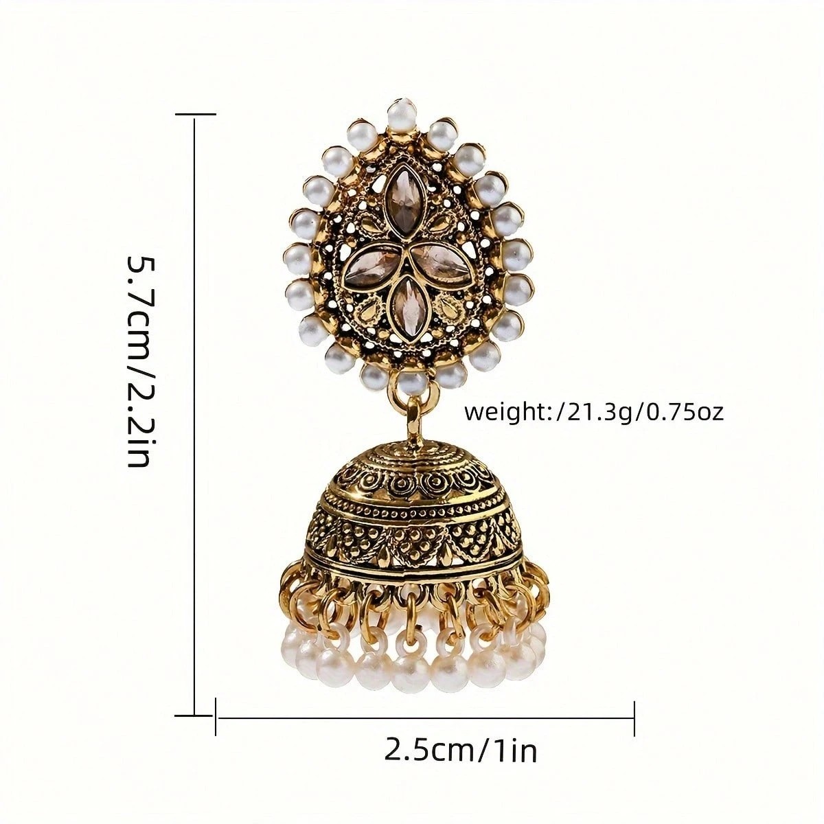 Gold Floral Pearl Drop Jhumka Earrings - Casual Ethnic Style.