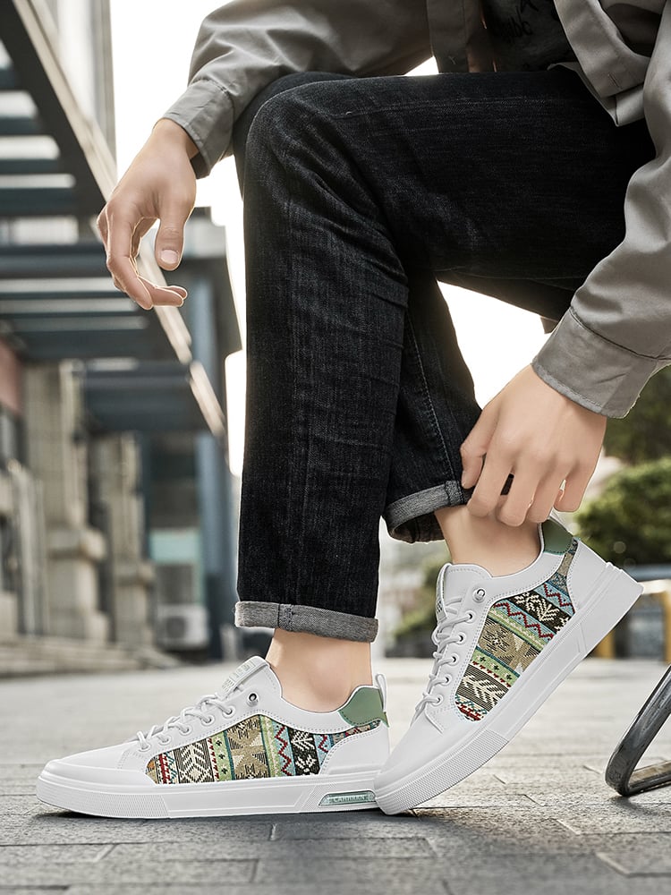 Mens Patterned Lace Up Sneakers