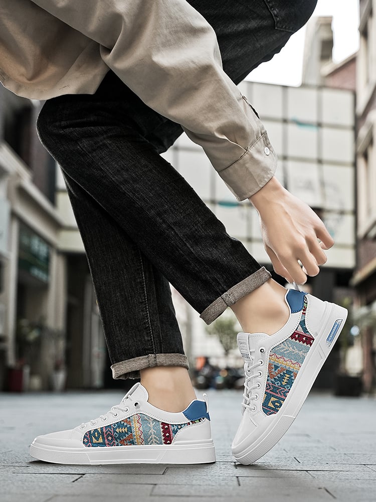 Mens Patterned Lace Up Sneakers