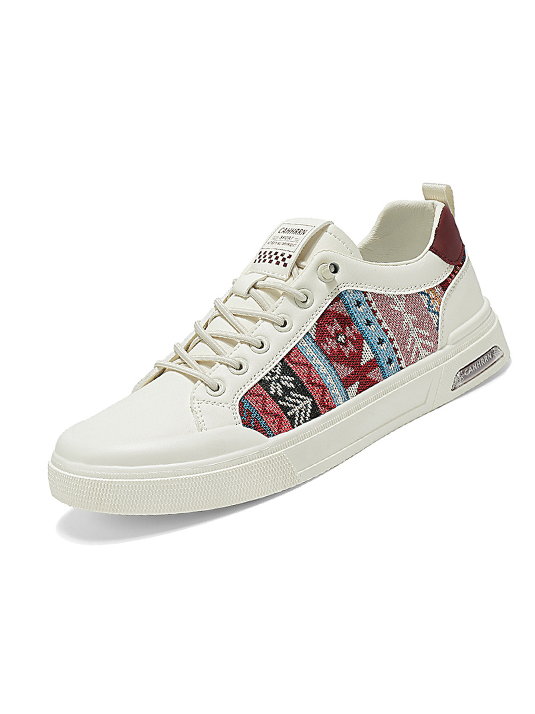 Off White Geometric Pattern Sneakers