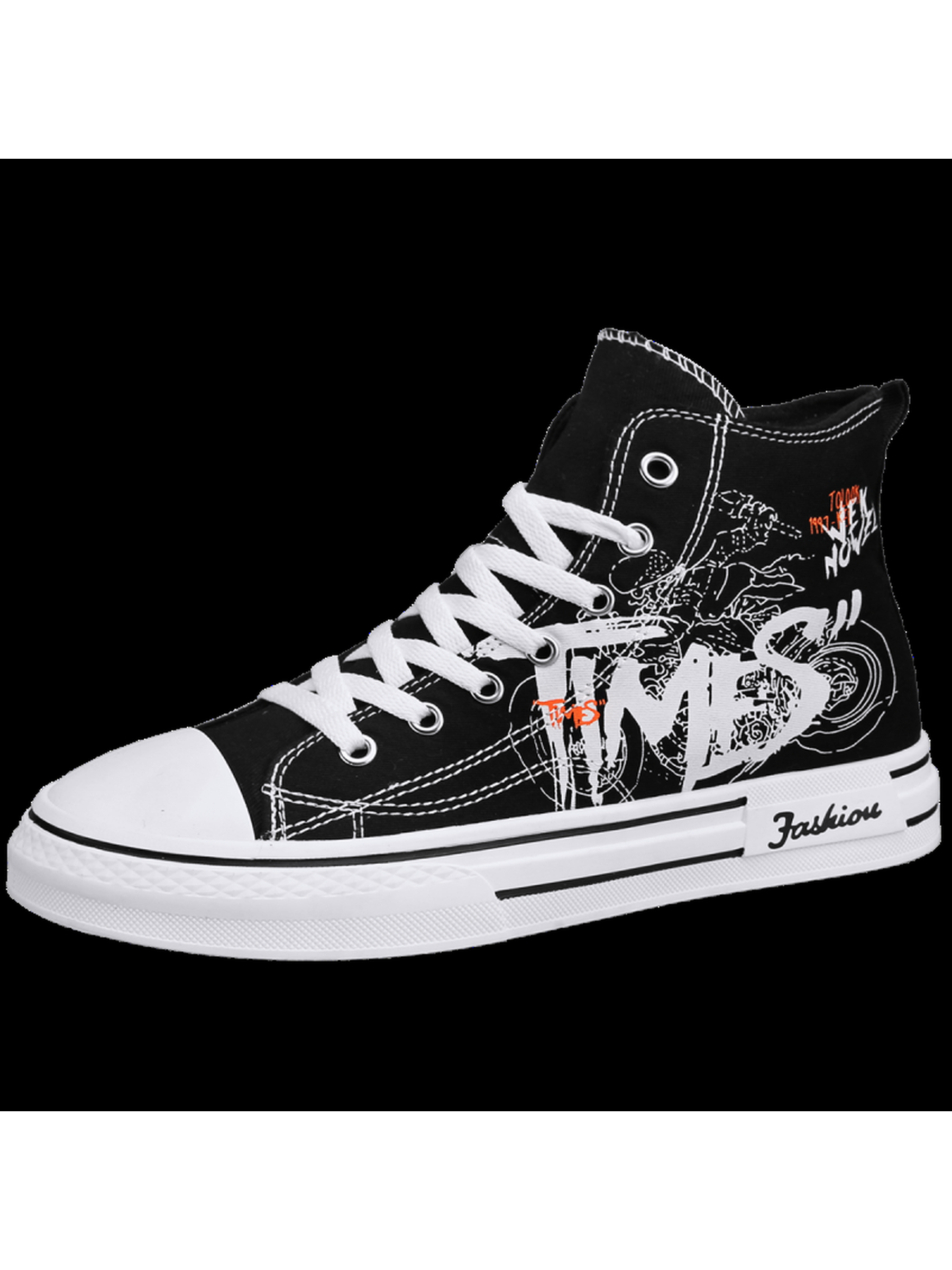 Black High-Top Sneakers with Graphic Print