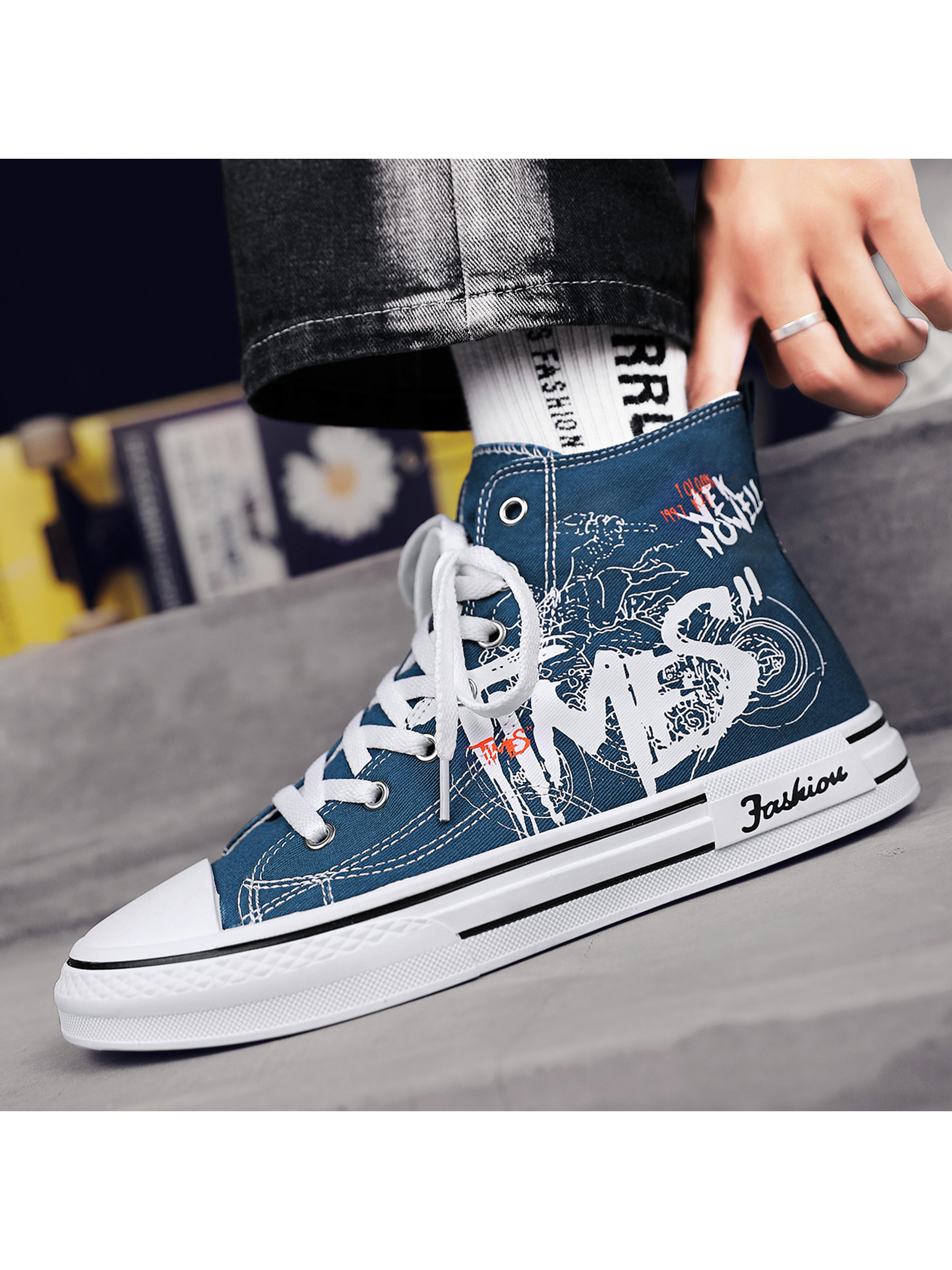 Printed High-Top Sneakers