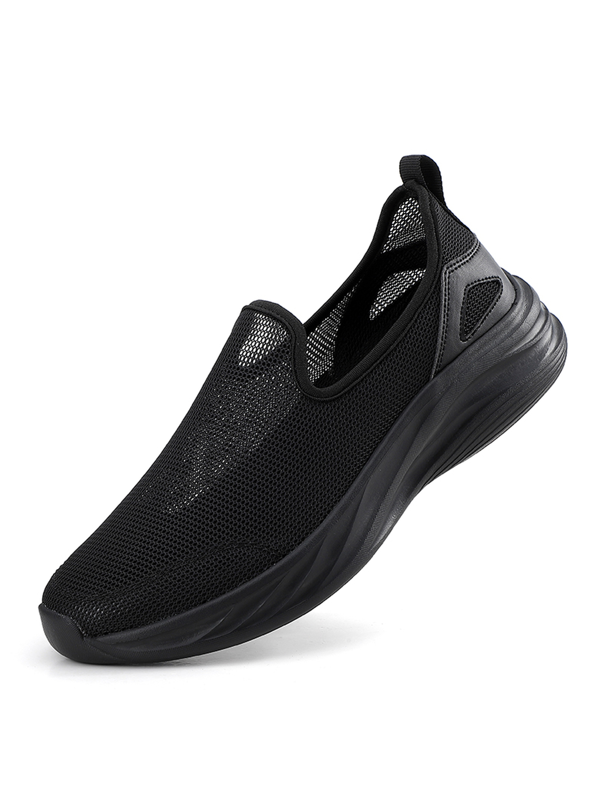 Black Mesh Slip-On Sneakers