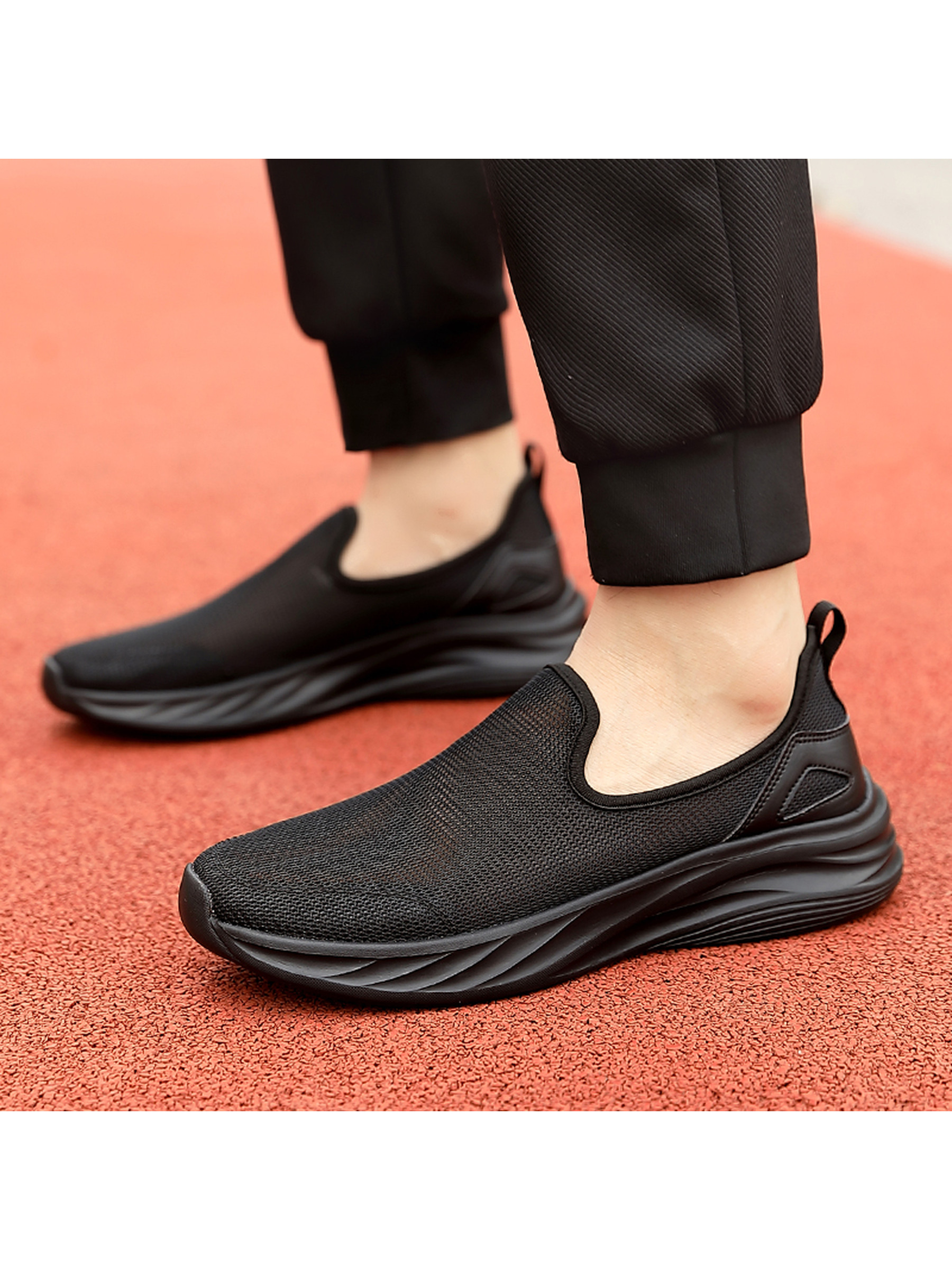 Black Mesh Slip-On Sneakers