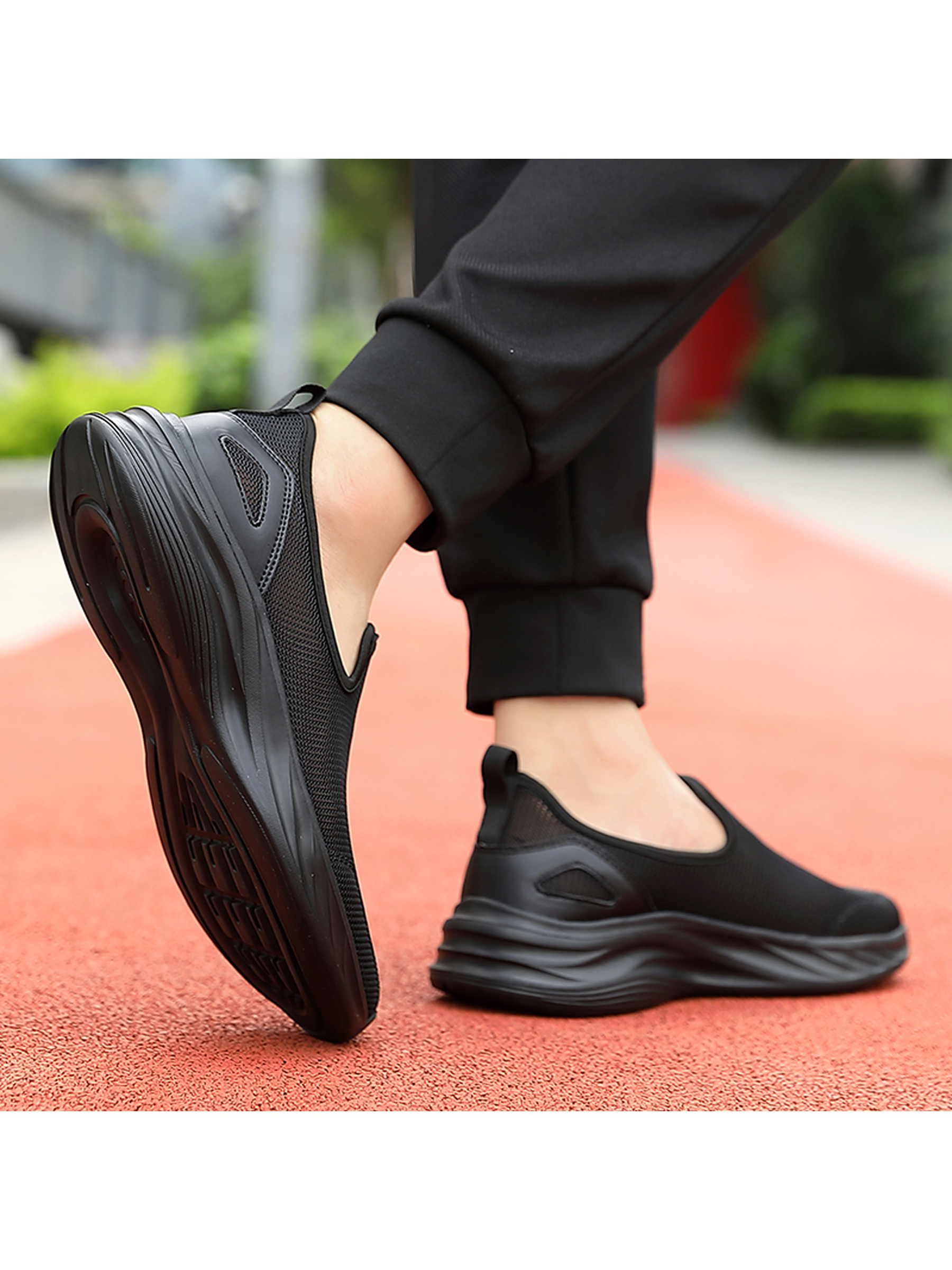 Black Mesh Slip-On Sneakers