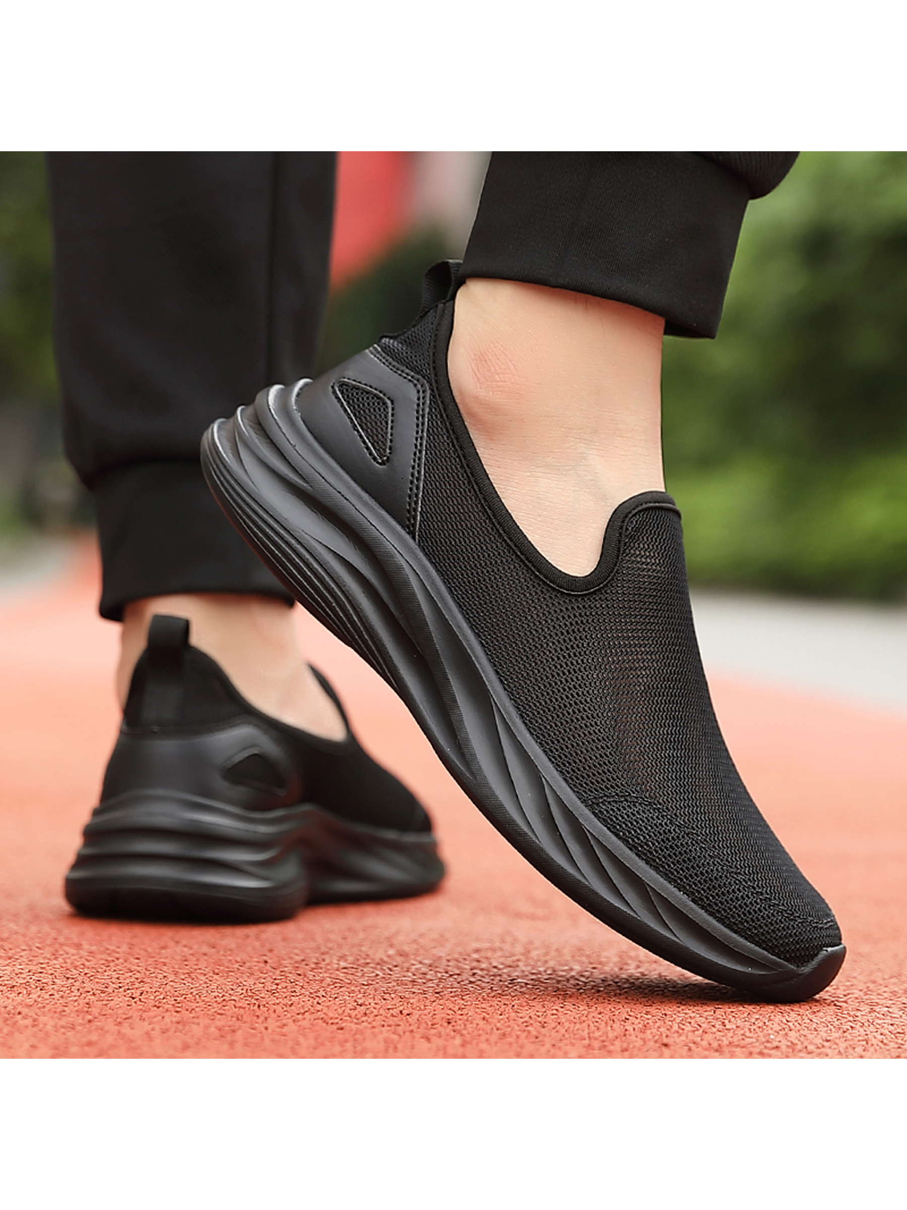 Black Mesh Slip-On Sneakers