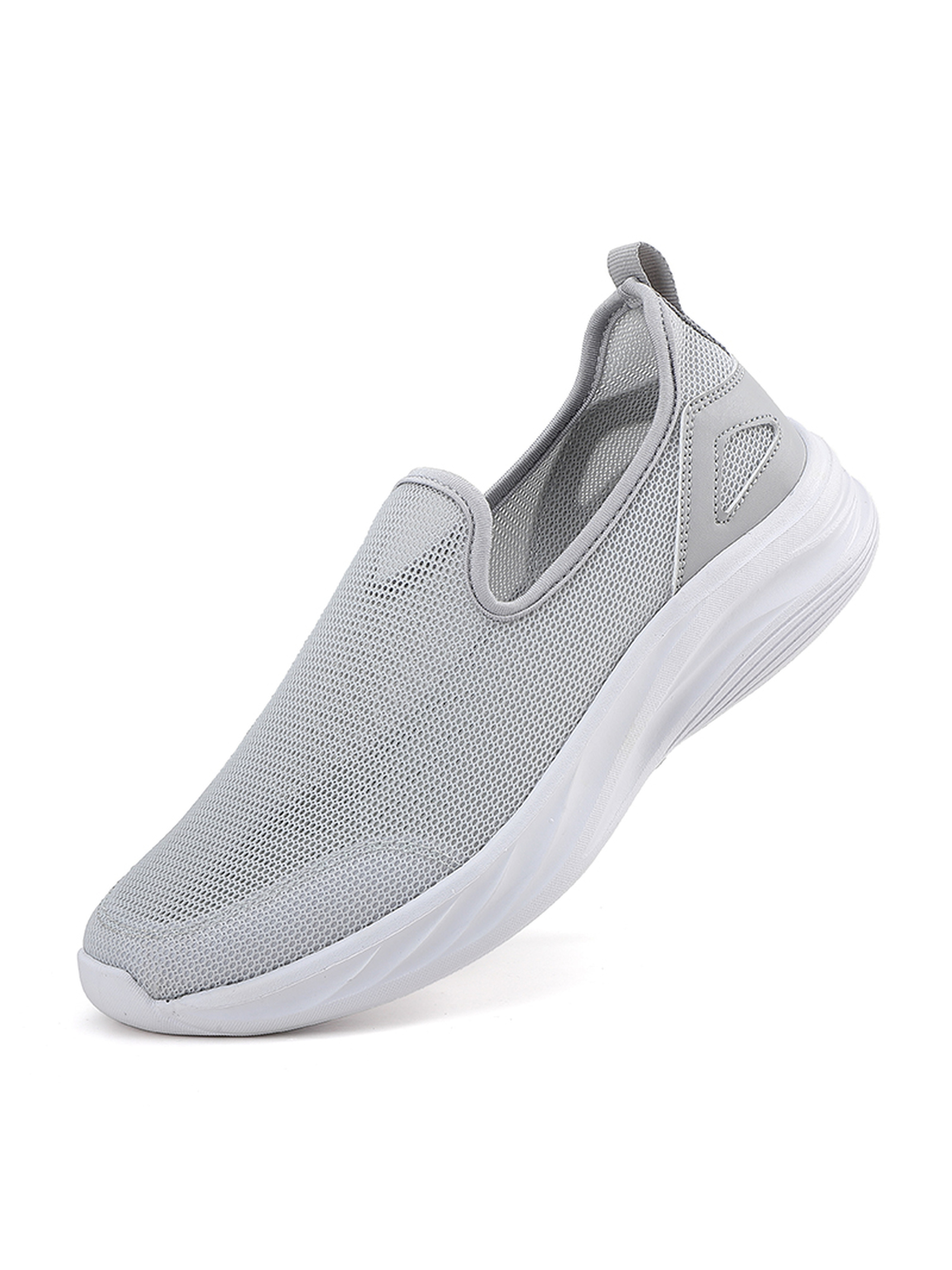 Mens Grey Mesh Slip-On Shoes