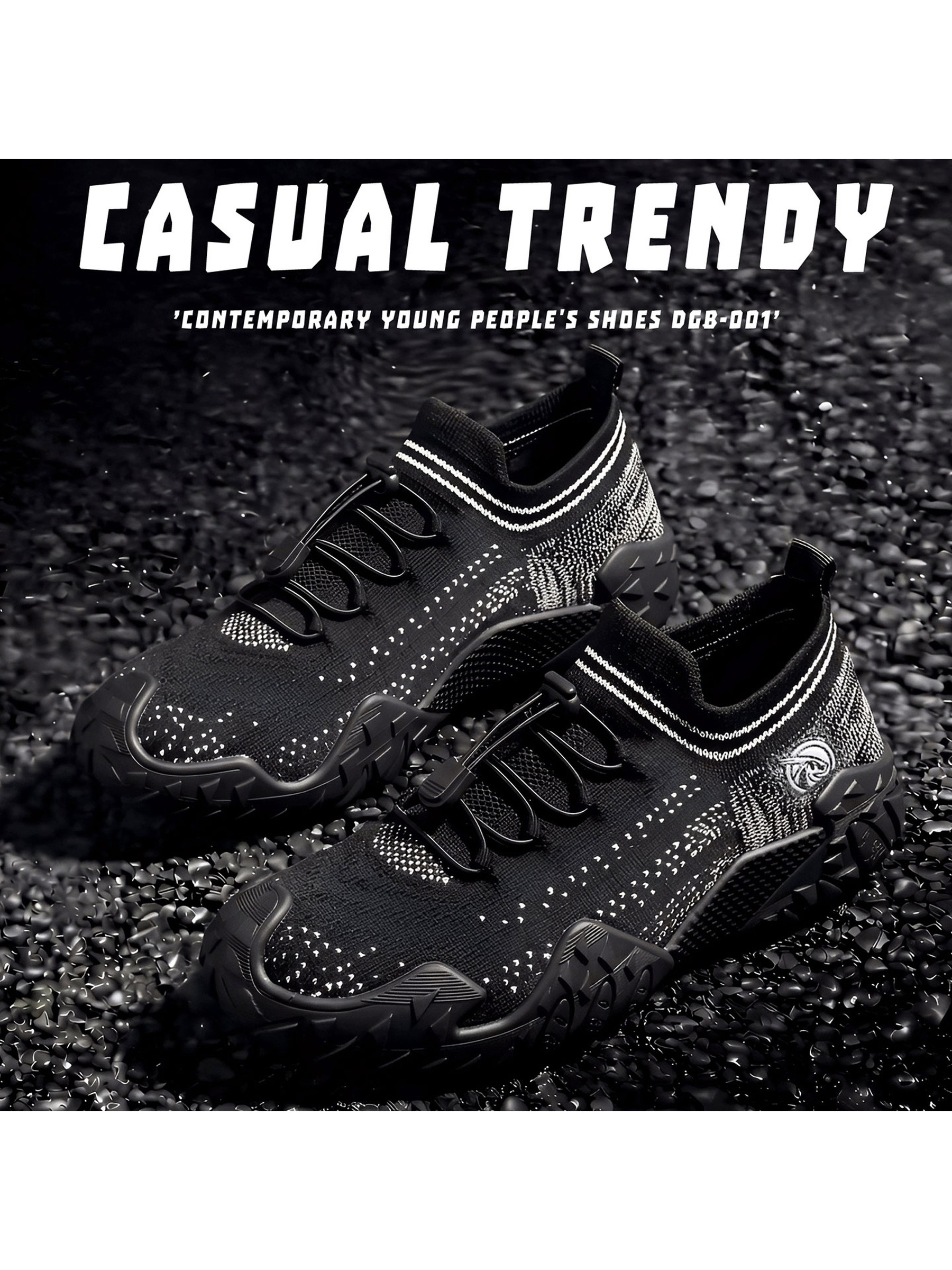 Black Breathable Knit Sneakers