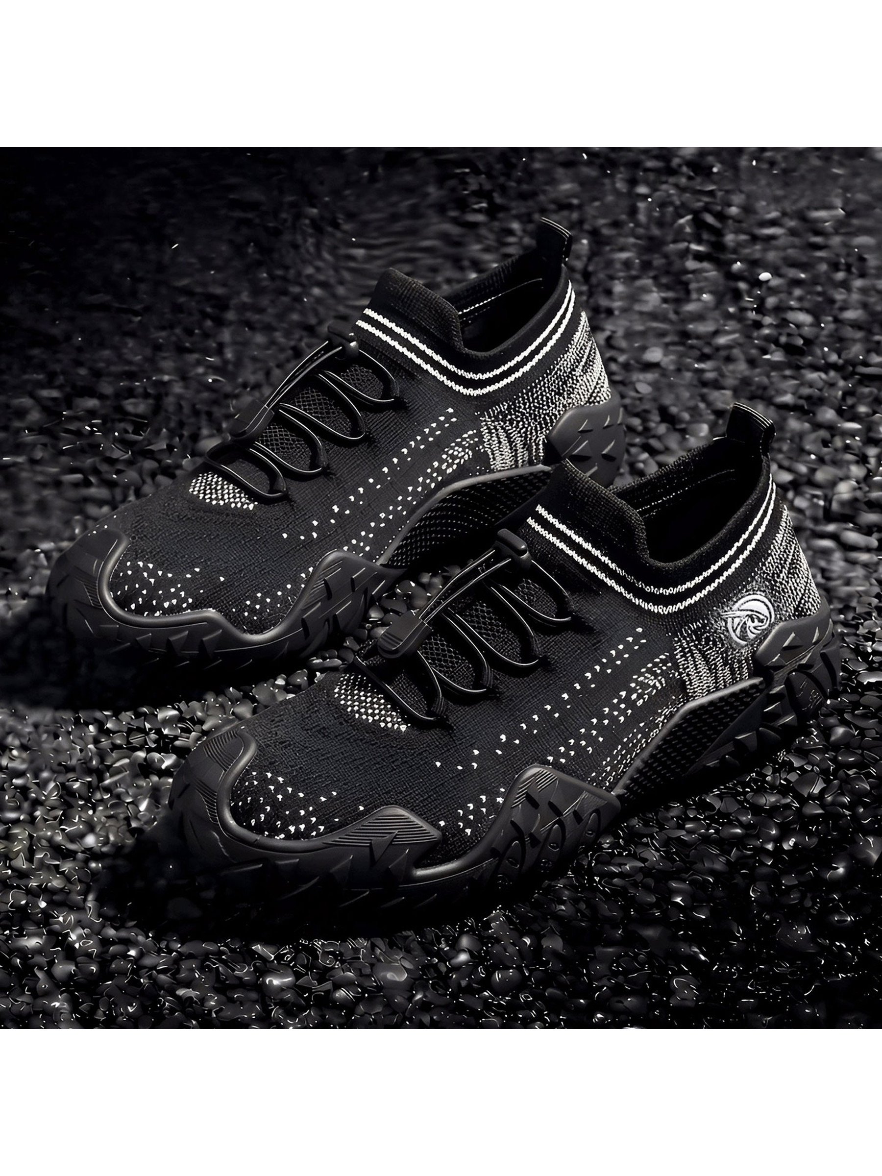 Black Breathable Knit Sneakers