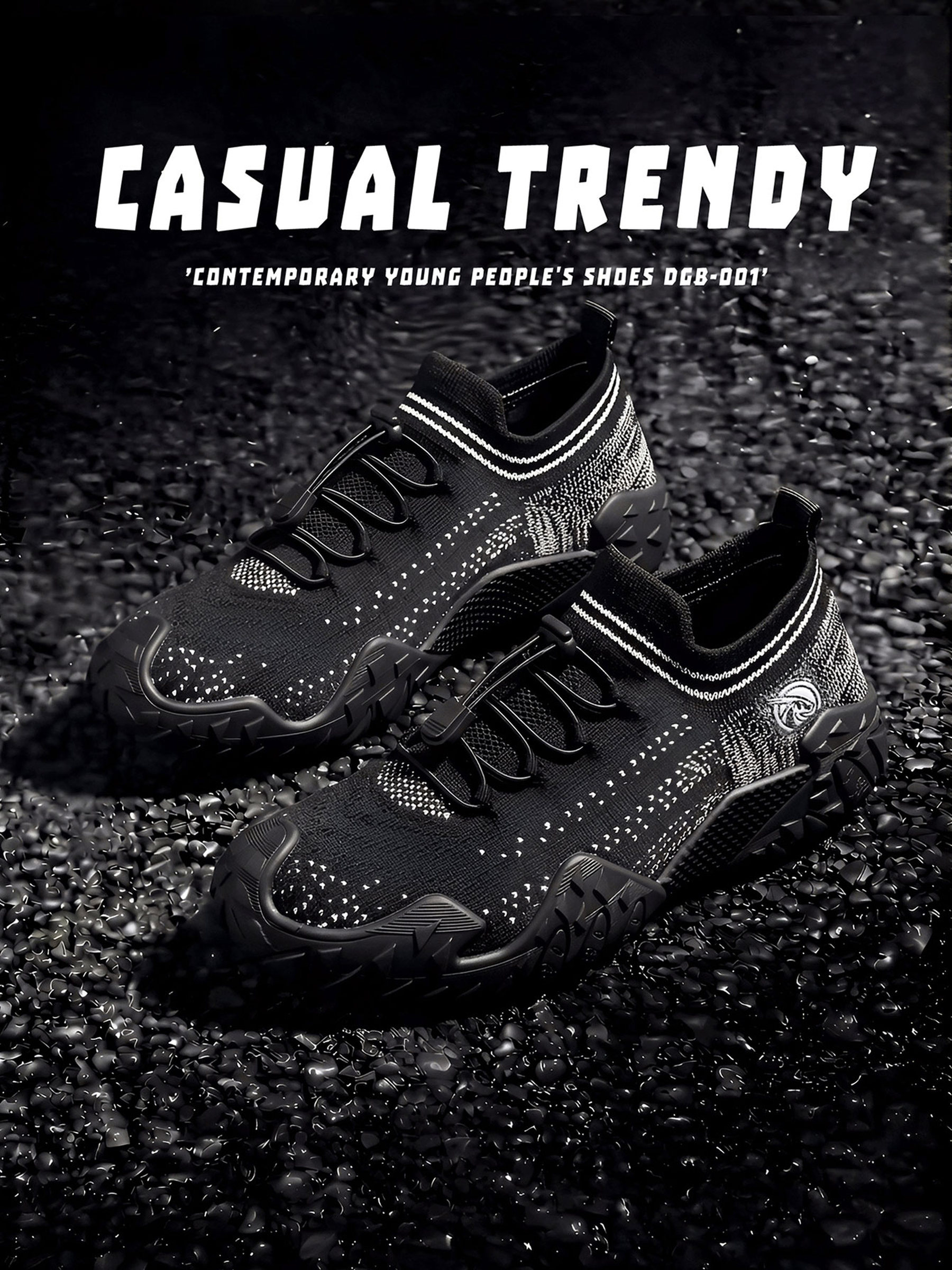Black Breathable Knit Sneakers