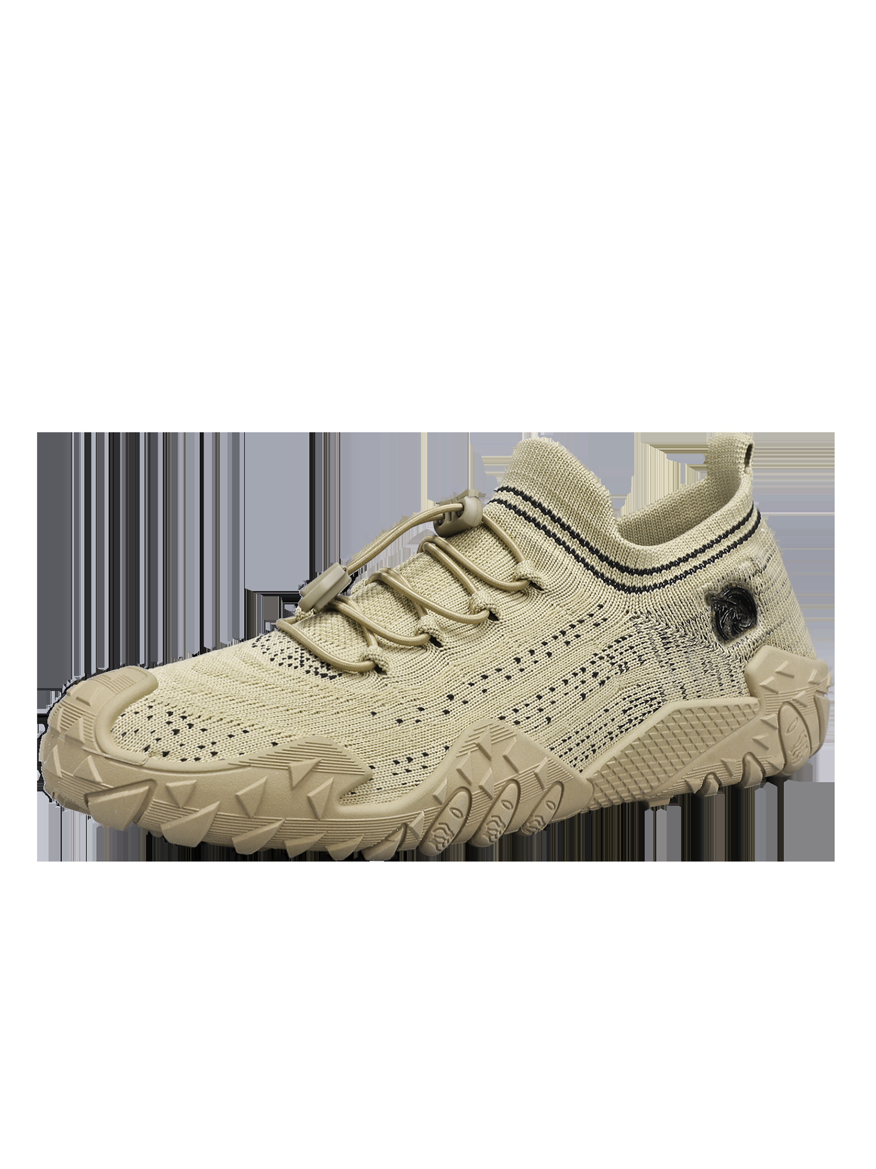 Mens Tan Knit Sneakers with Adjustable Laces