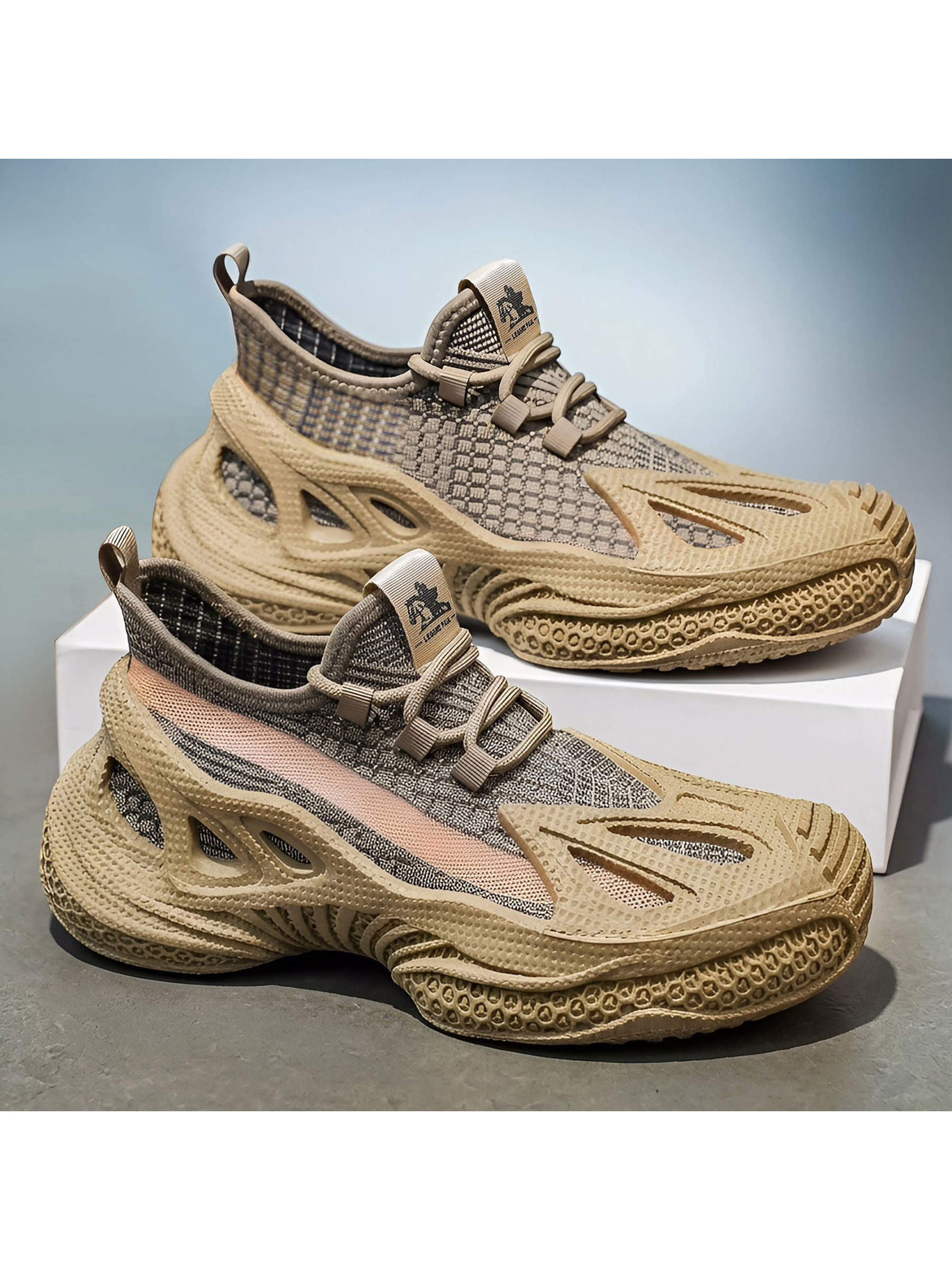 Khaki Men Performance Knit Sneakers