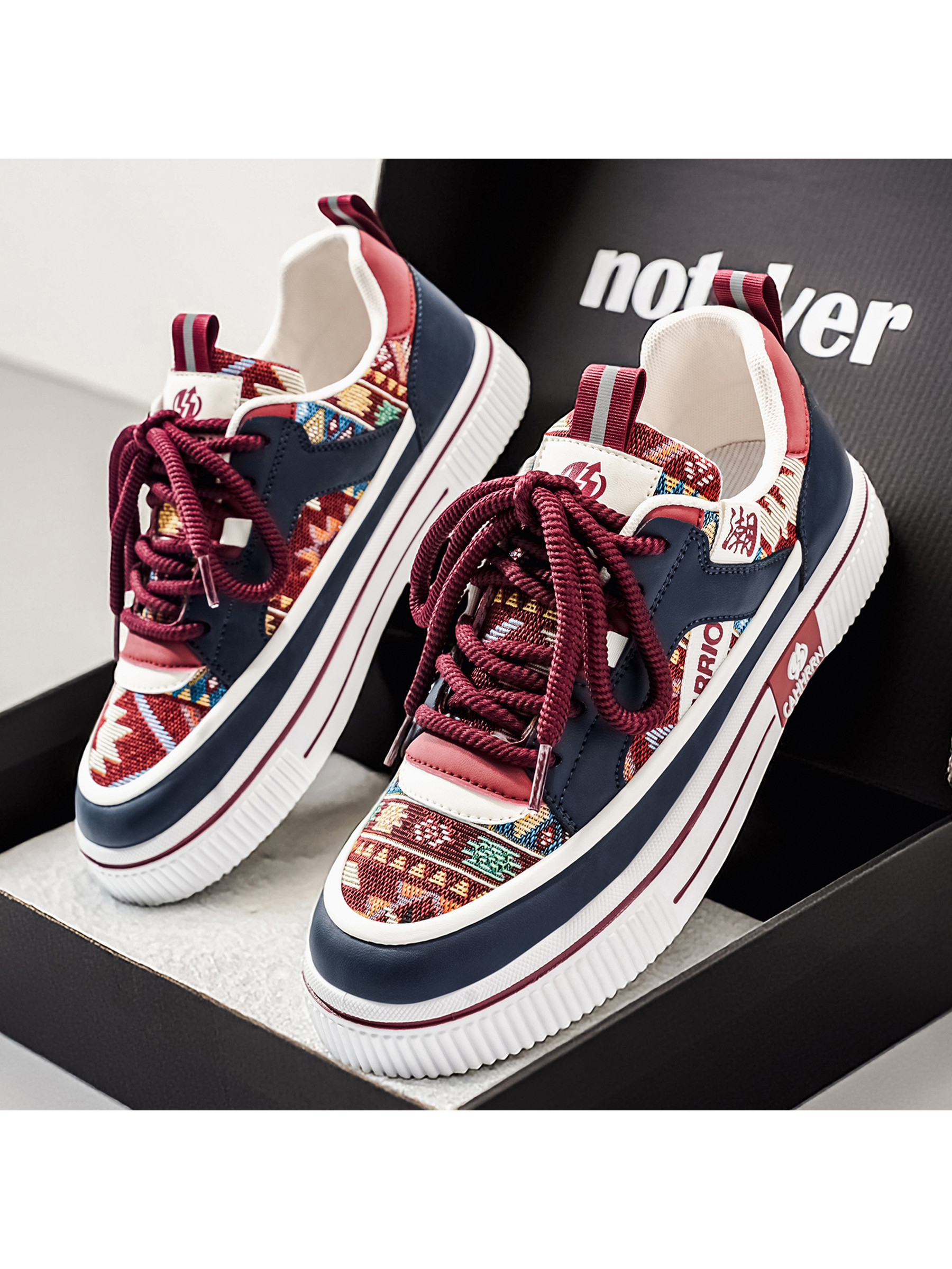 Pattern Lace-Up Sneakers