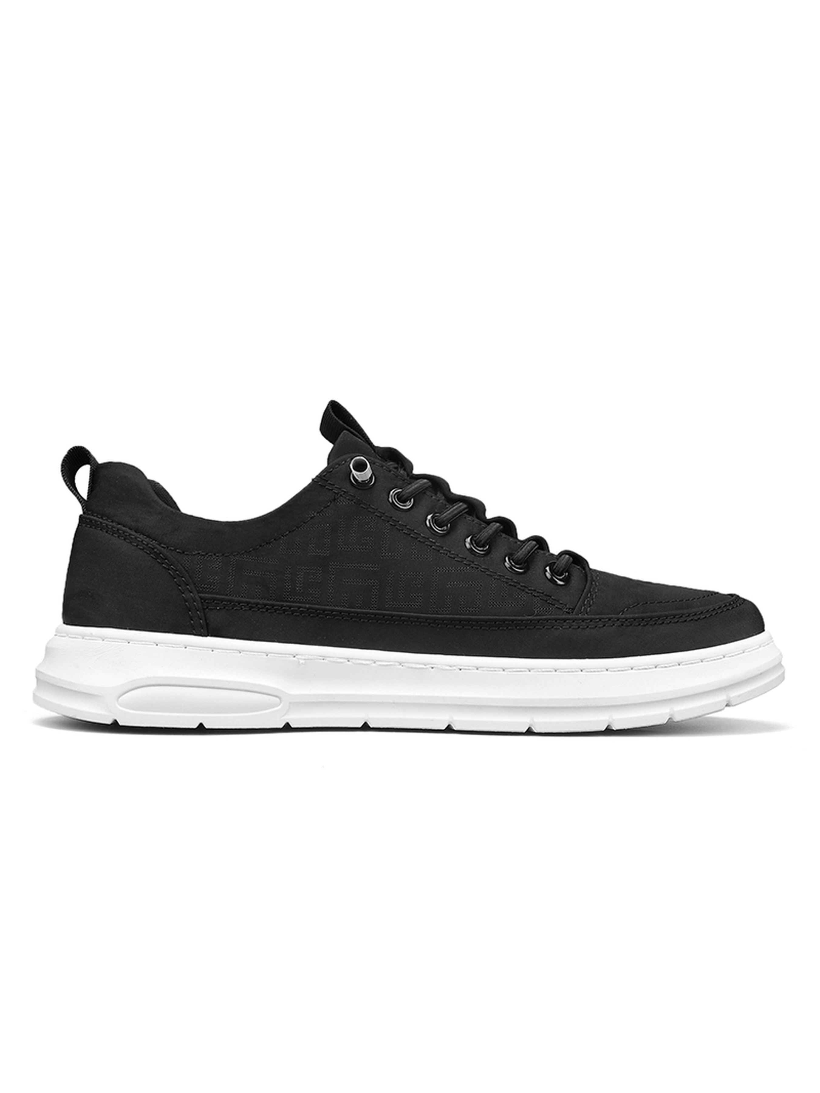 Black Solid Lace Up Sneakers