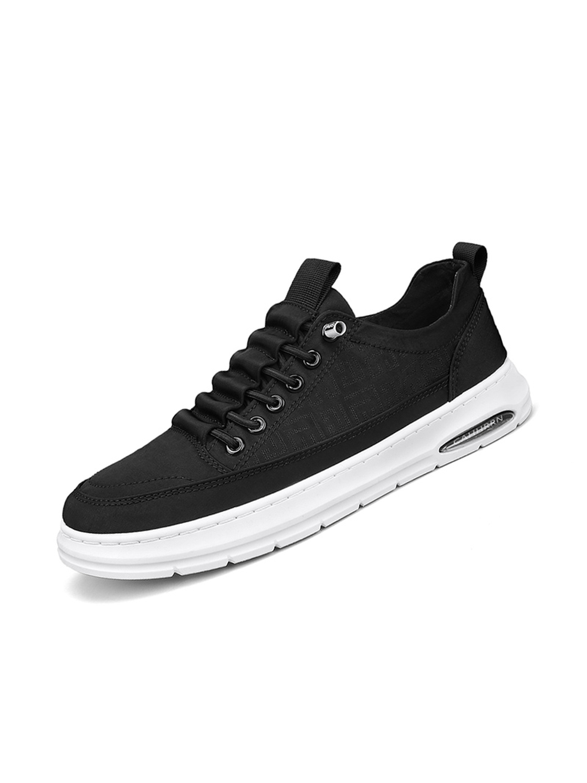 Black Solid Lace Up Sneakers