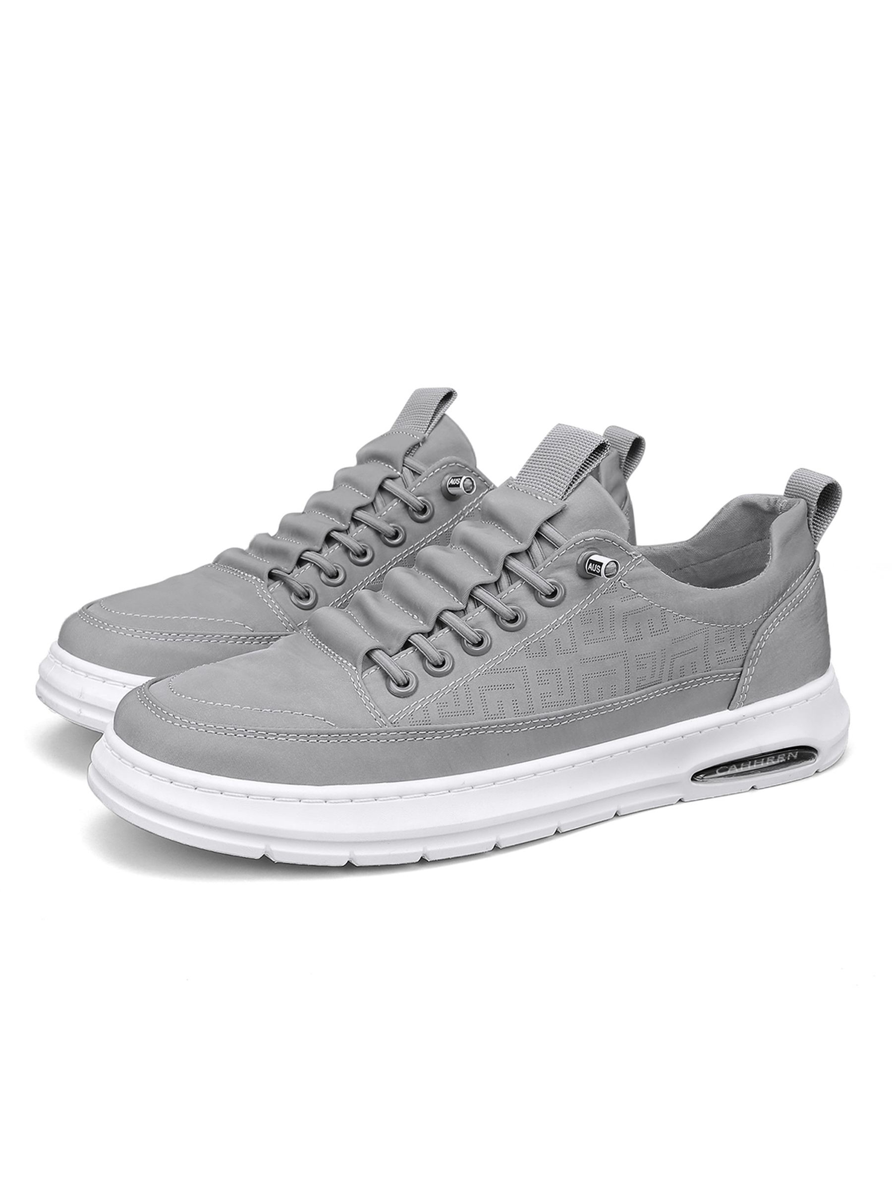 Mens Grey Lace Design Casual Sneakers