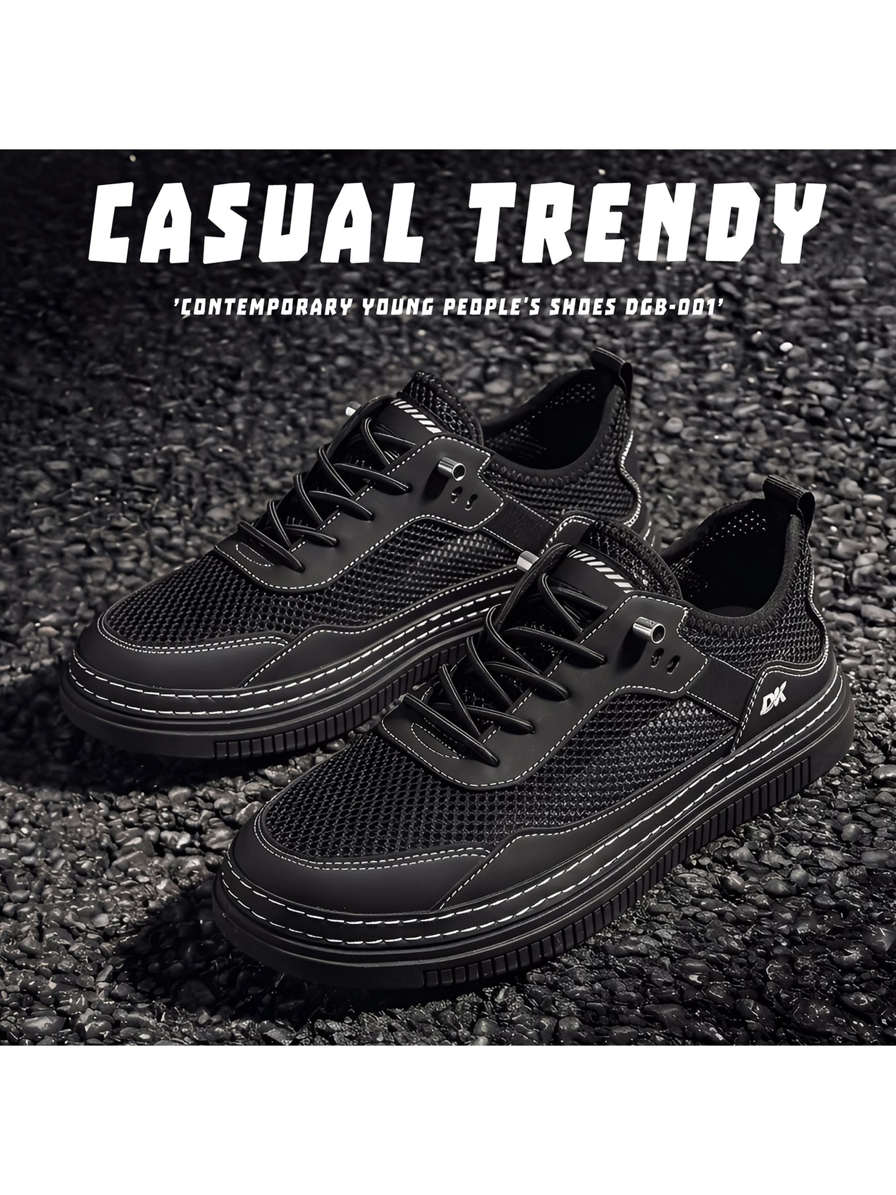 Black Mesh Casual Sneakers