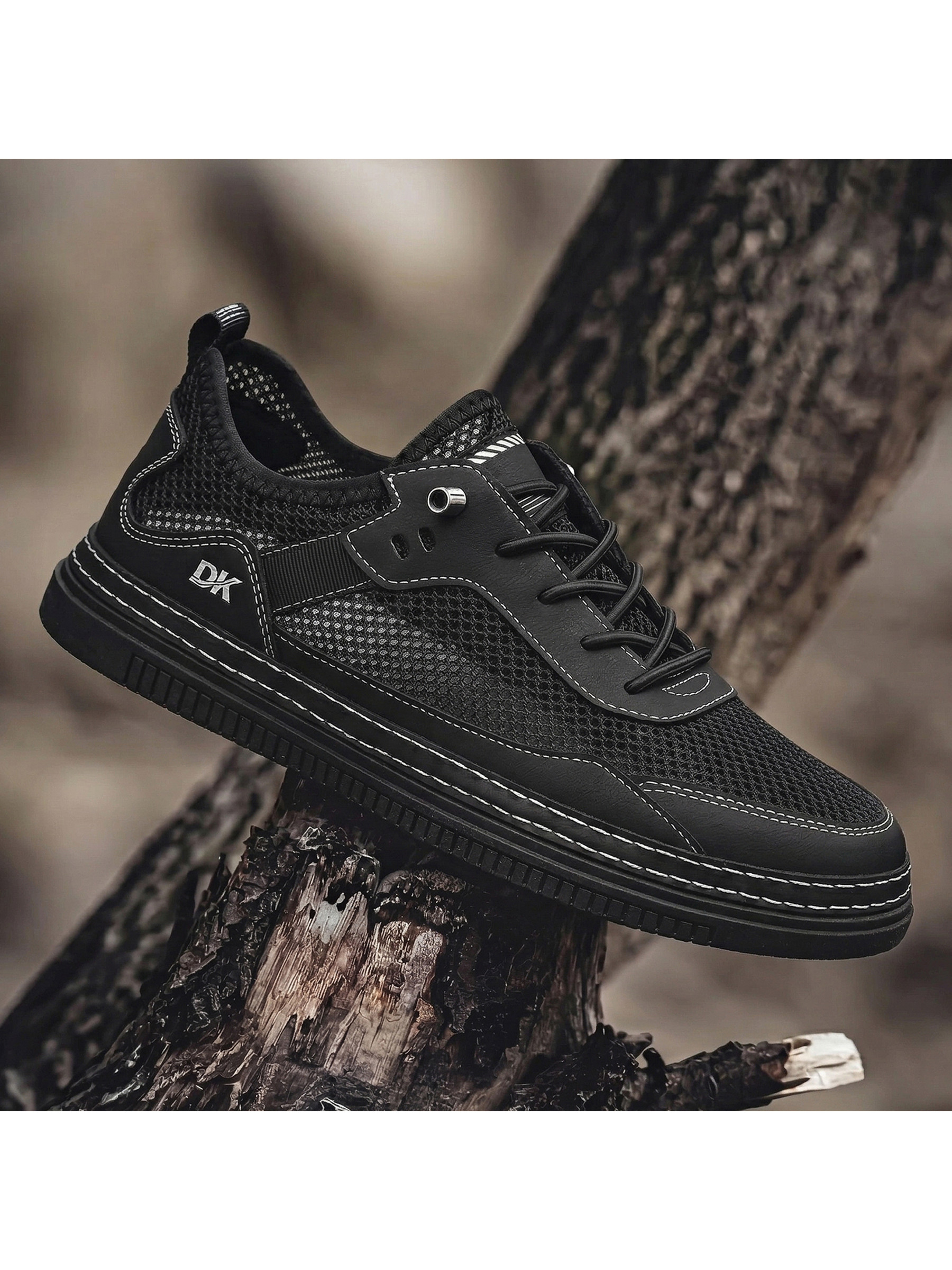 Black Mesh Casual Sneakers