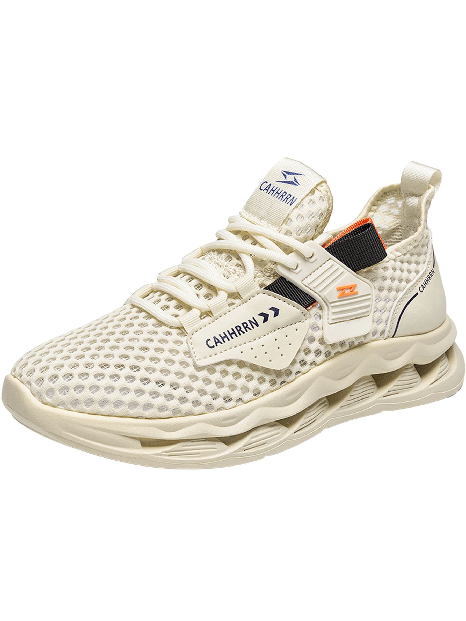 Cream Breathable Mesh Sports Sneakers