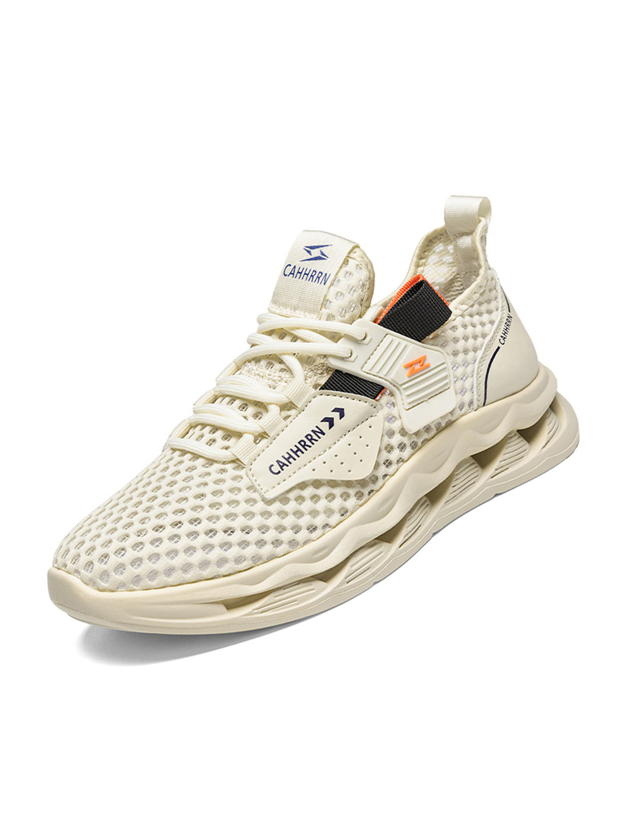 Cream Breathable Mesh Sports Sneakers