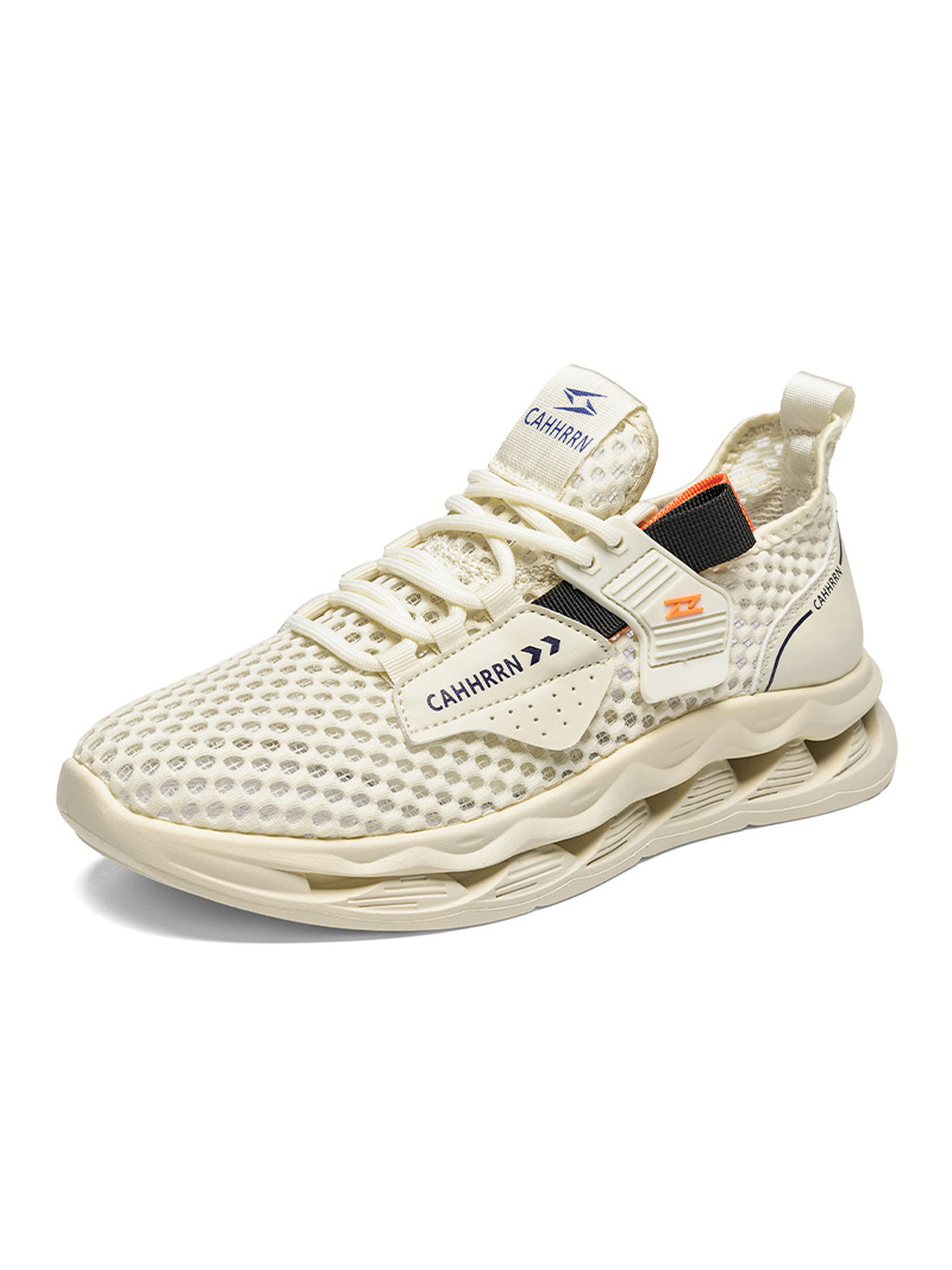 Cream Breathable Mesh Sports Sneakers