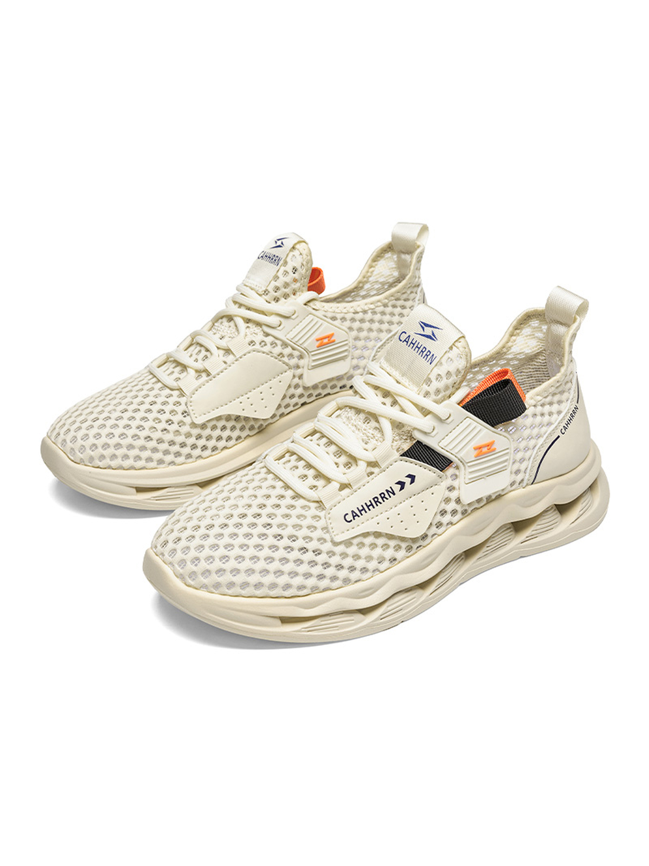 Cream Breathable Mesh Sports Sneakers