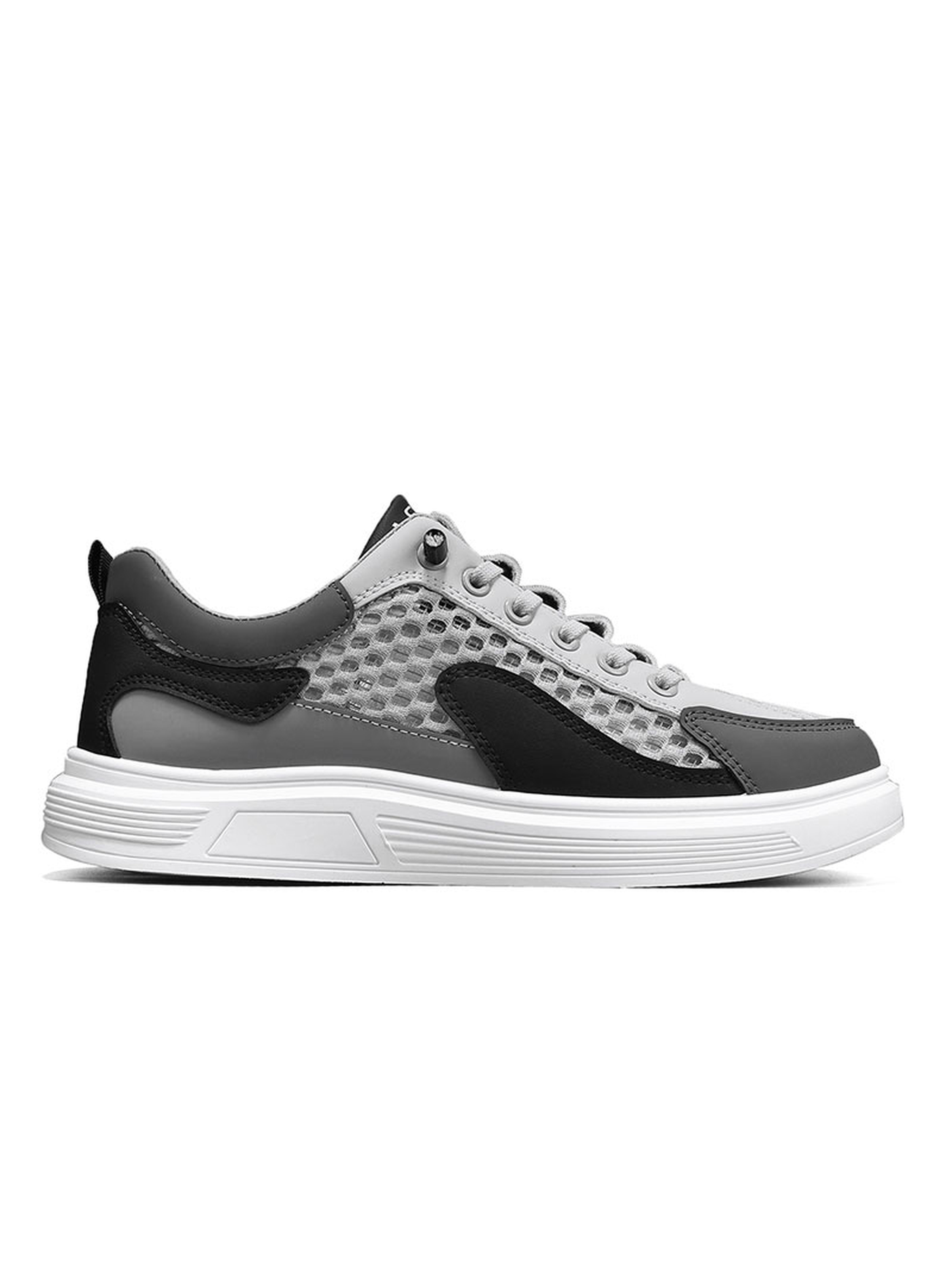 Mens Grey  Lace Design Casual Sneakers