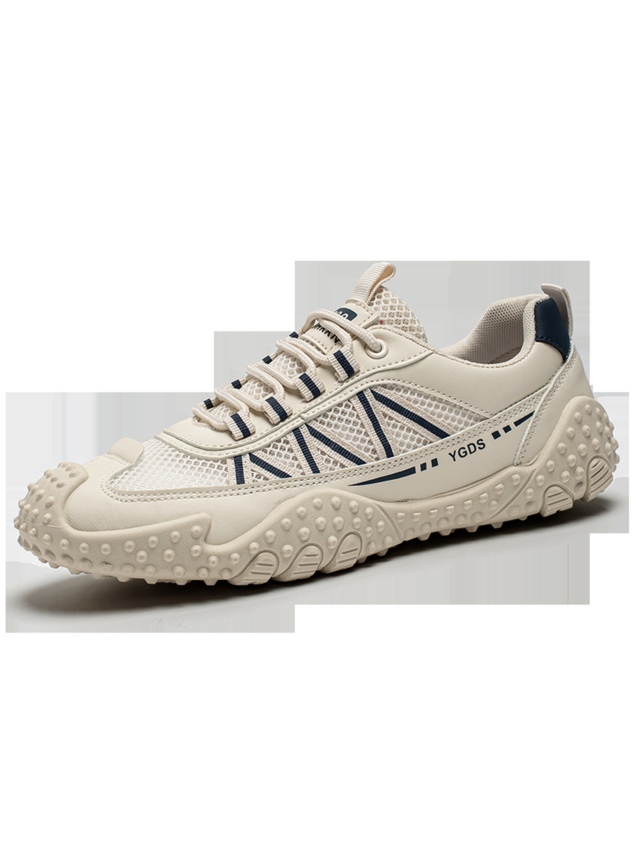 Beige Breathable Lace Up Sneakers