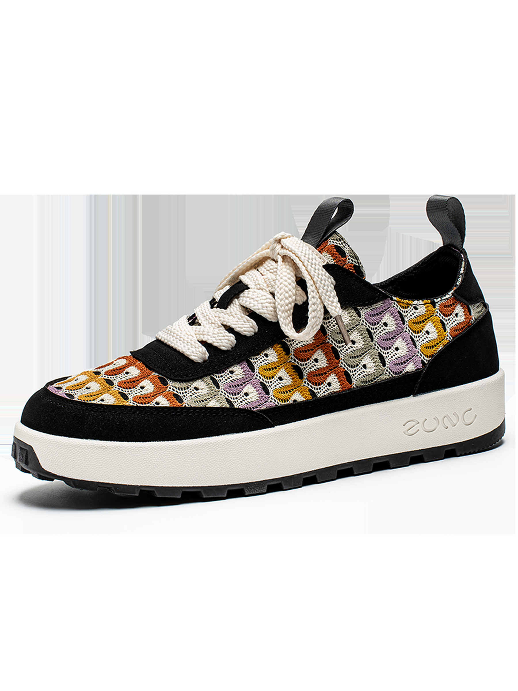 Black Multi-Color Knit Casual Sneakers
