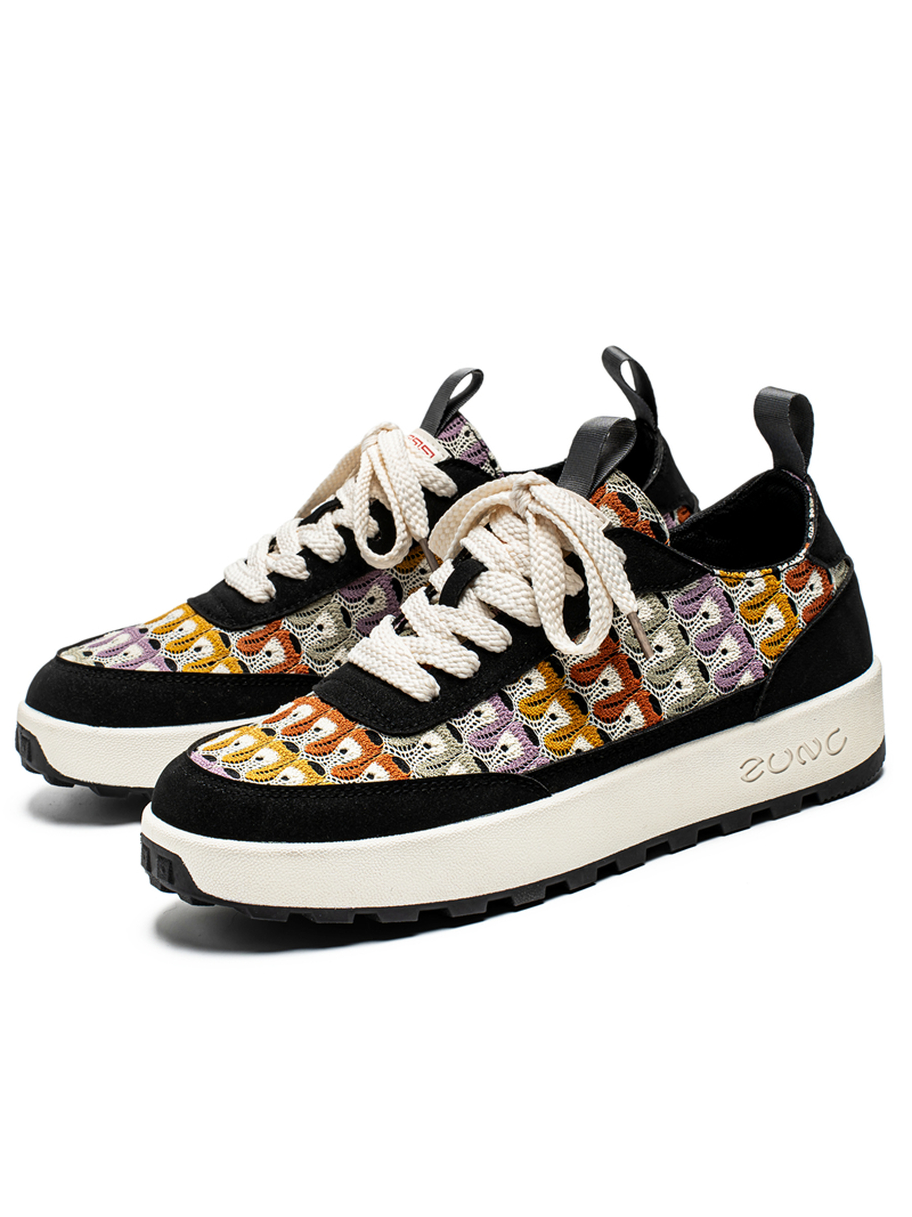Black Multi-Color Knit Casual Sneakers