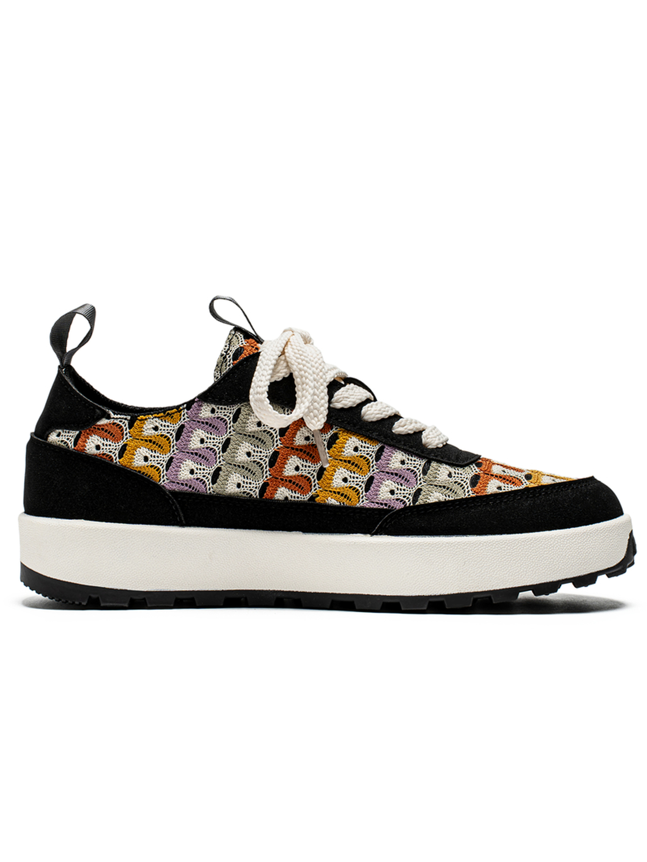 Black Multi-Color Knit Casual Sneakers
